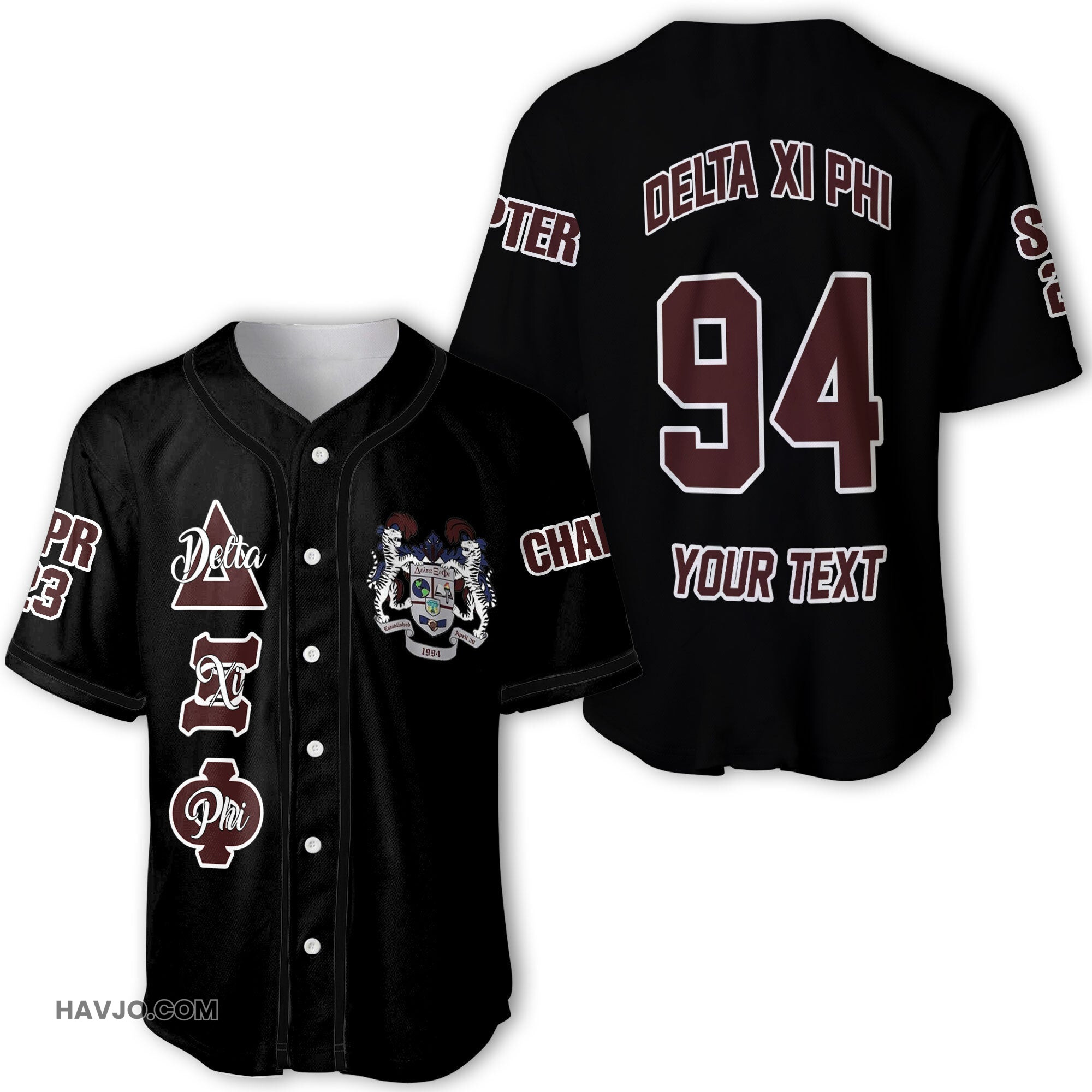 Sorority Personalized Delta Xi Phi Original Dark Style Baseball Jersey