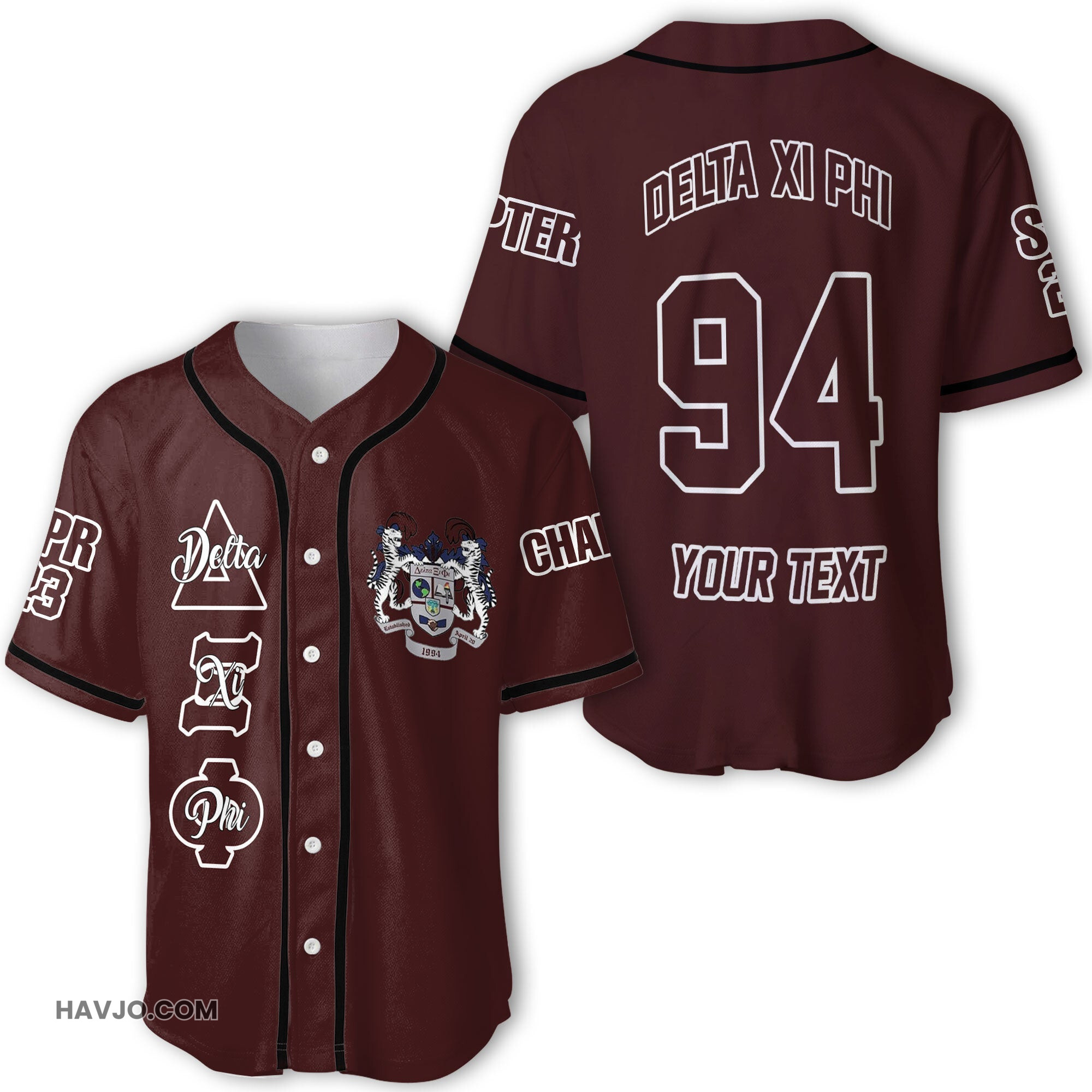 Sorority Personalized Delta Xi Phi Original Maroon Style Baseball Jersey