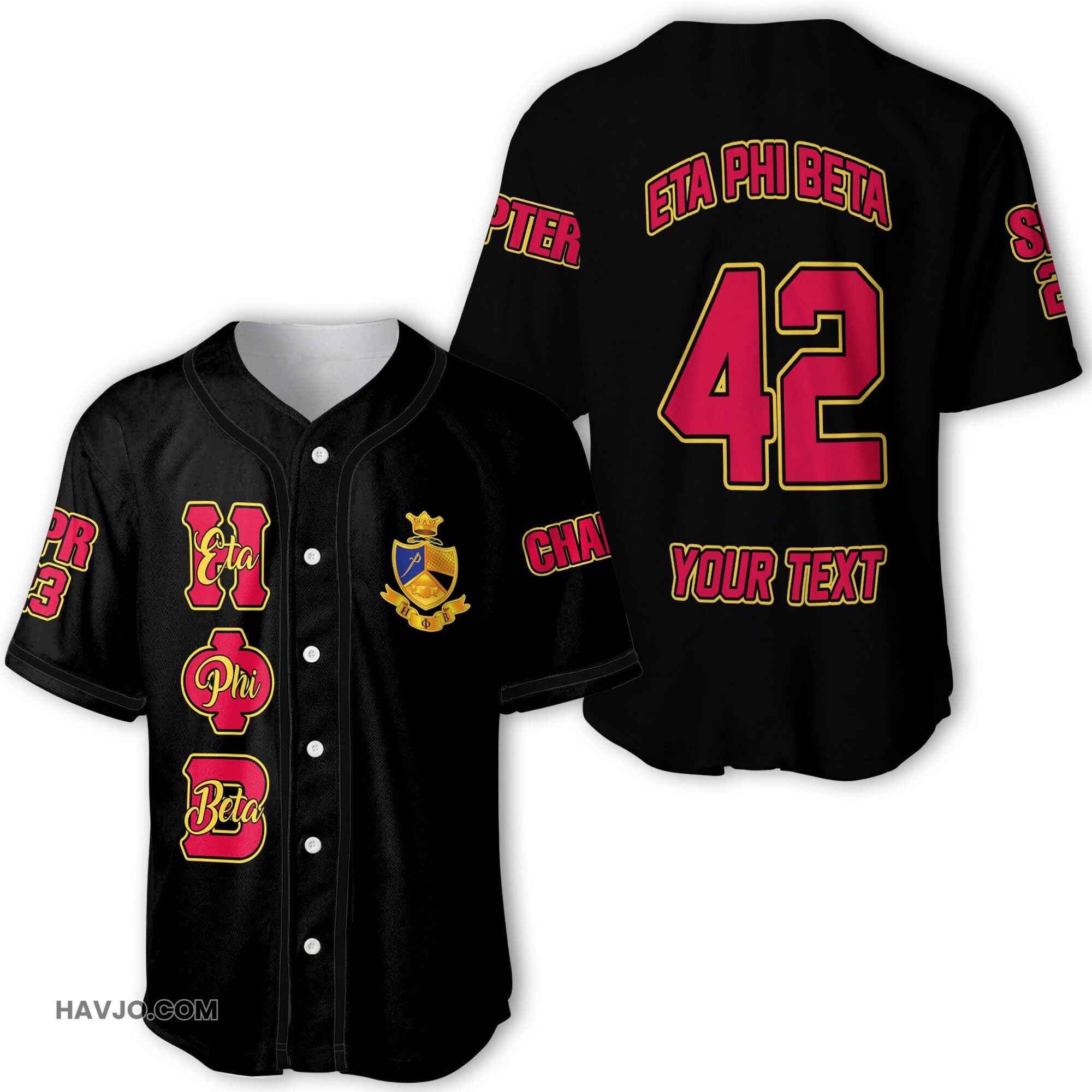 Sorority Personalized Eta Phi Beta Original Black Style Baseball Jersey