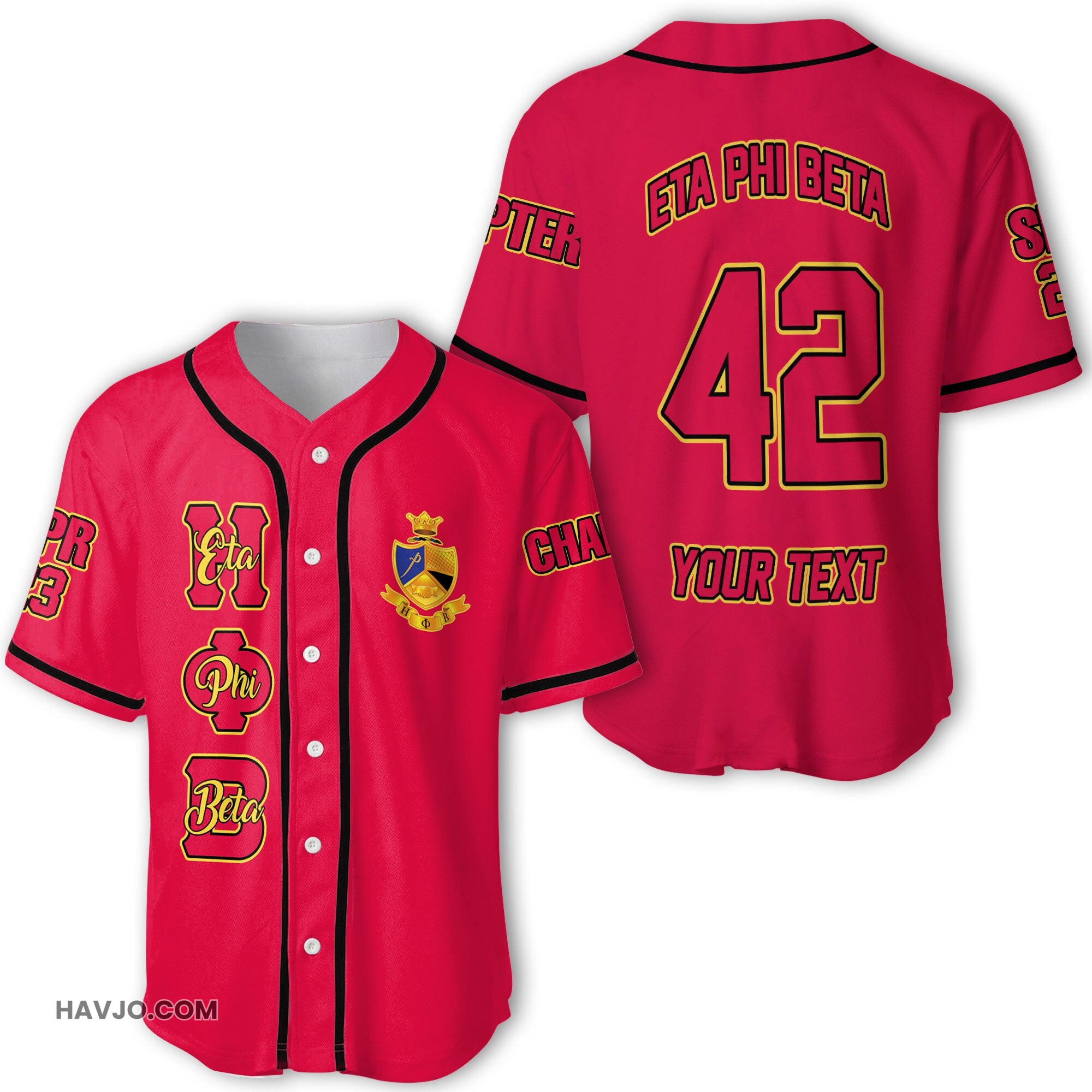 Sorority Personalized Eta Phi Beta Original Red Style Baseball Jersey
