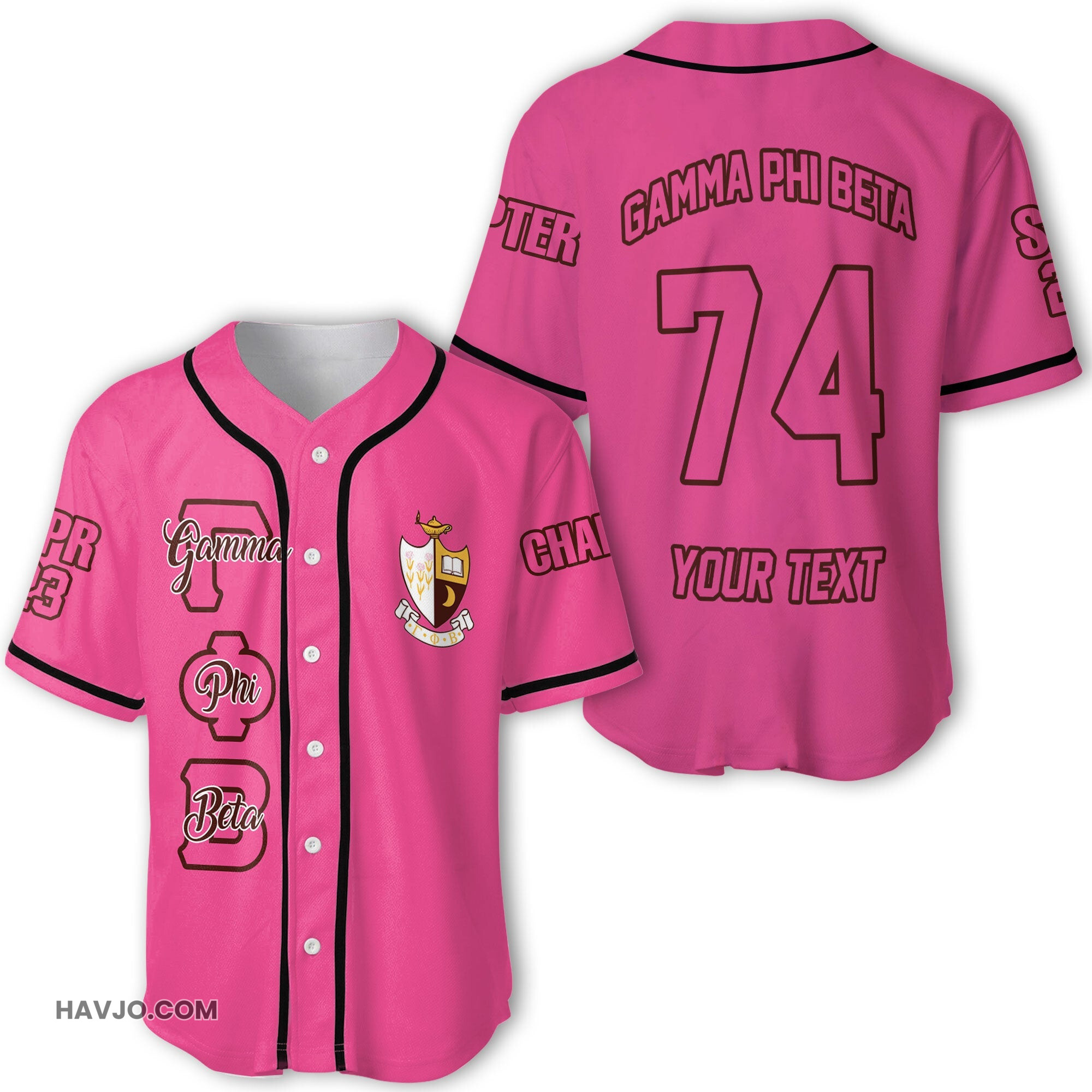 Sorority Personalized Gamma Phi Beta Original Pink Style Baseball Jersey