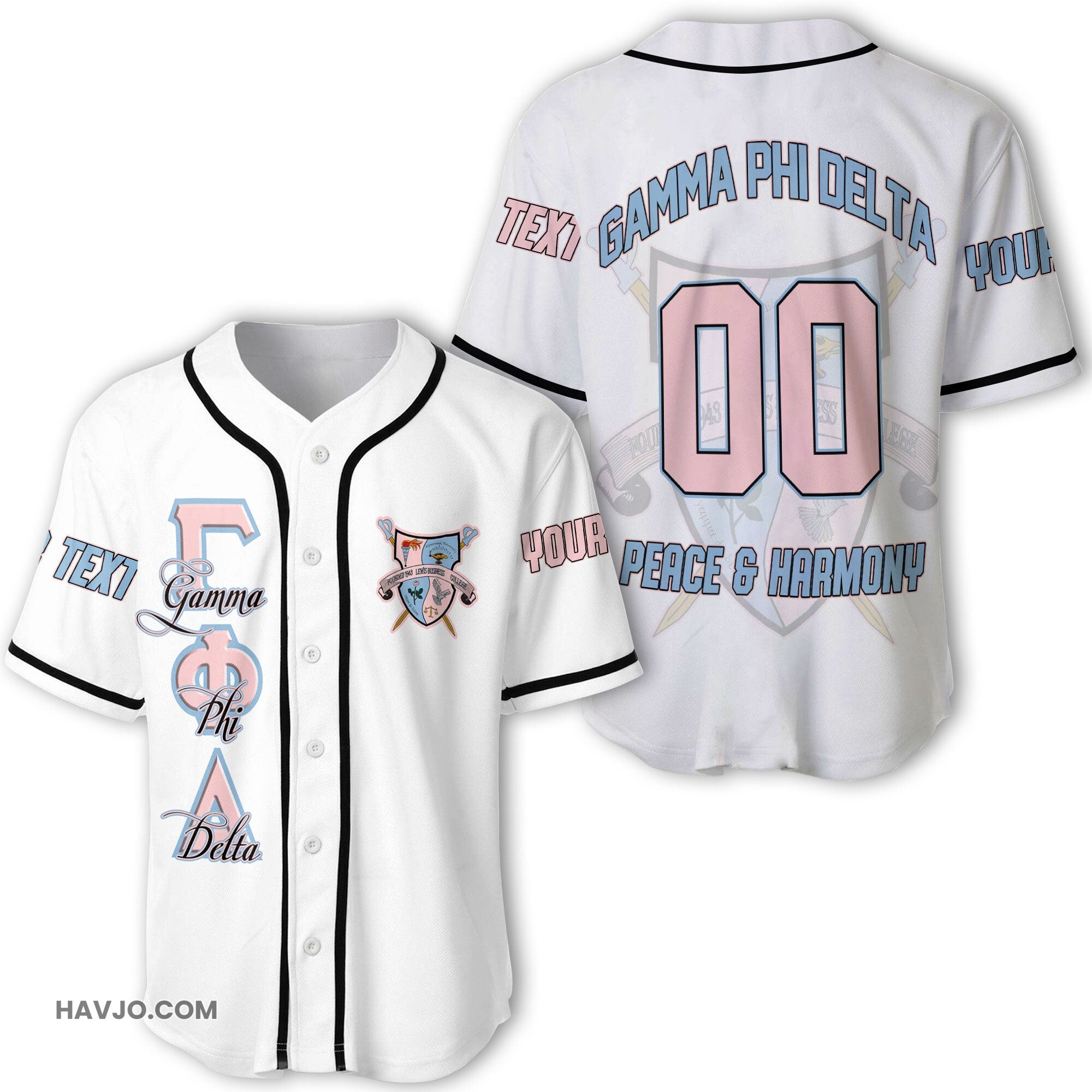 Sorority Personalized Gamma Phi Delta Original Style Baseball Jersey