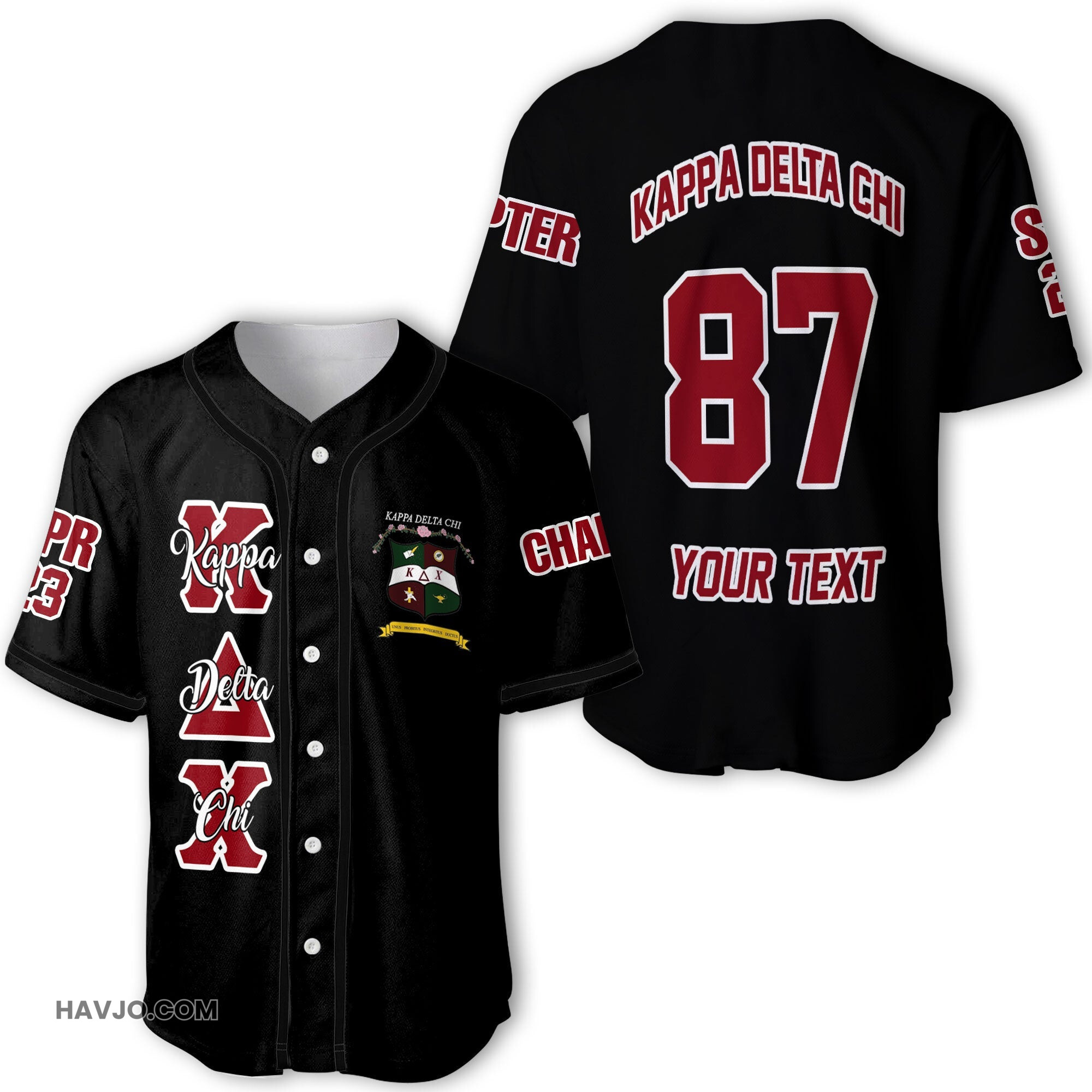 Sorority Personalized Kappa Delta Chi Original Dark Style Baseball Jersey