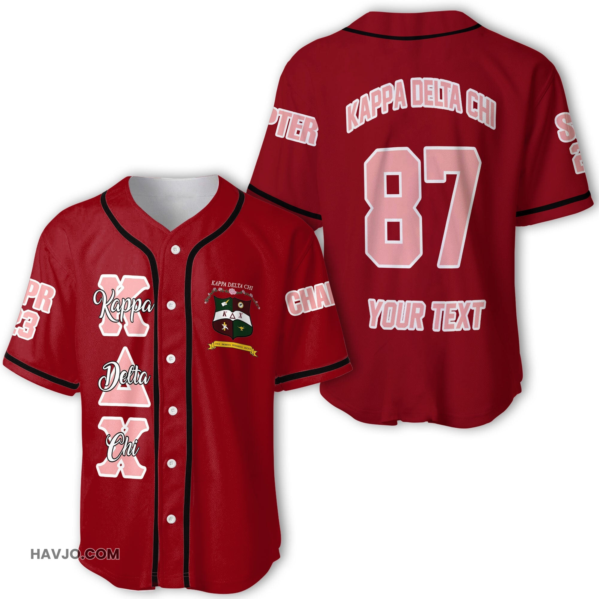 Sorority Personalized Kappa Delta Chi Original Maroon Style Baseball Jersey