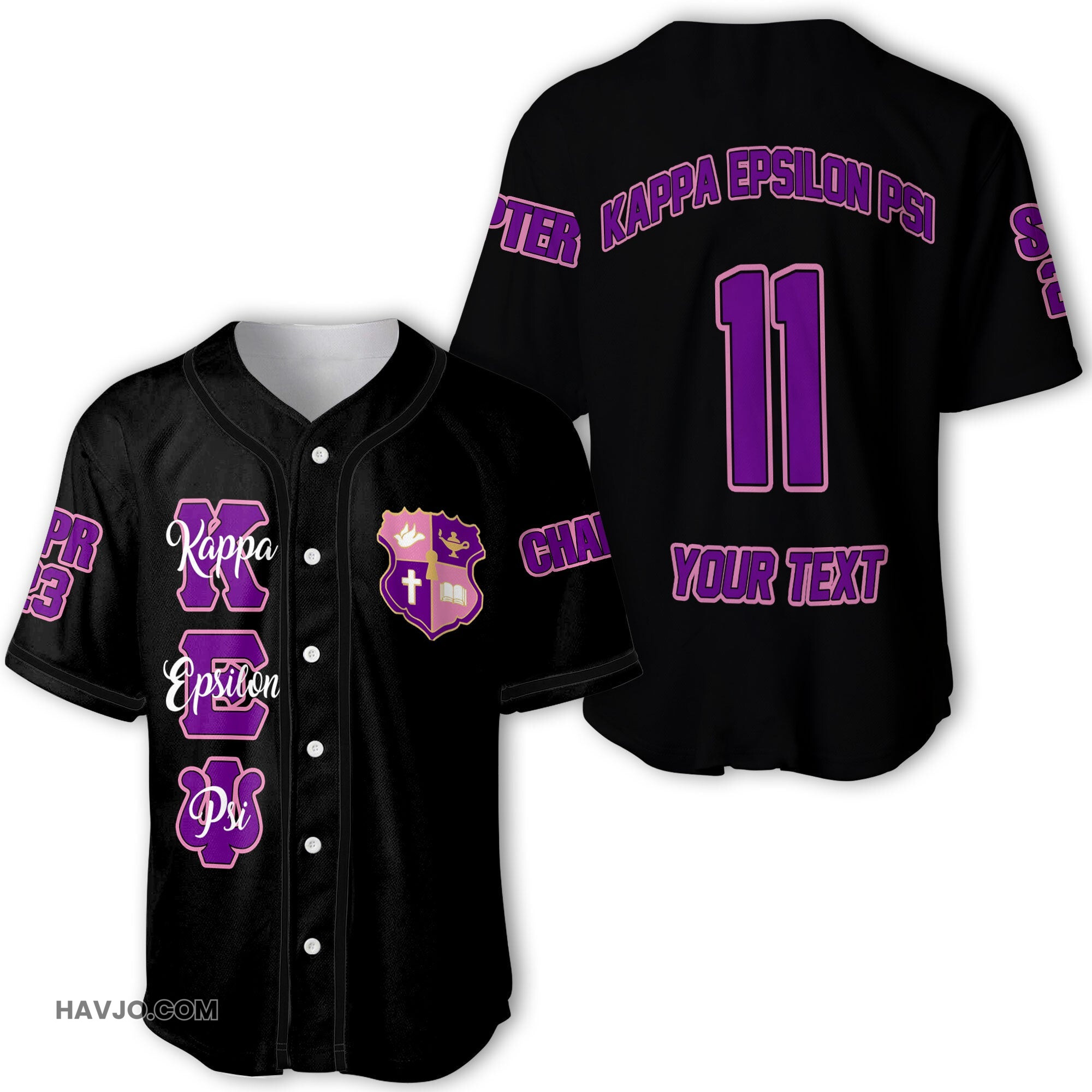 Sorority Personalized Kappa Epsilon Psi Original Dark Style Baseball Jersey