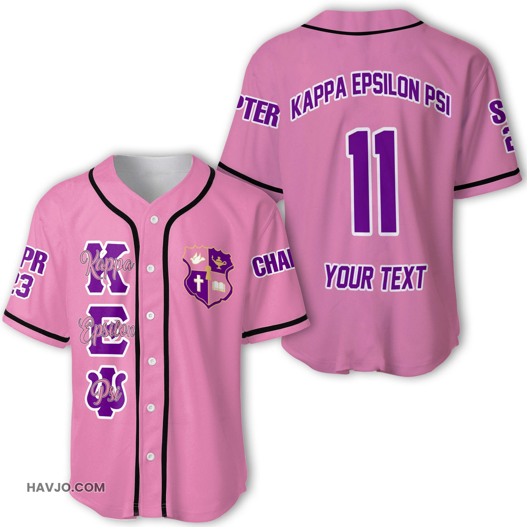 Sorority Personalized Kappa Epsilon Psi Original Pink Style Baseball Jersey