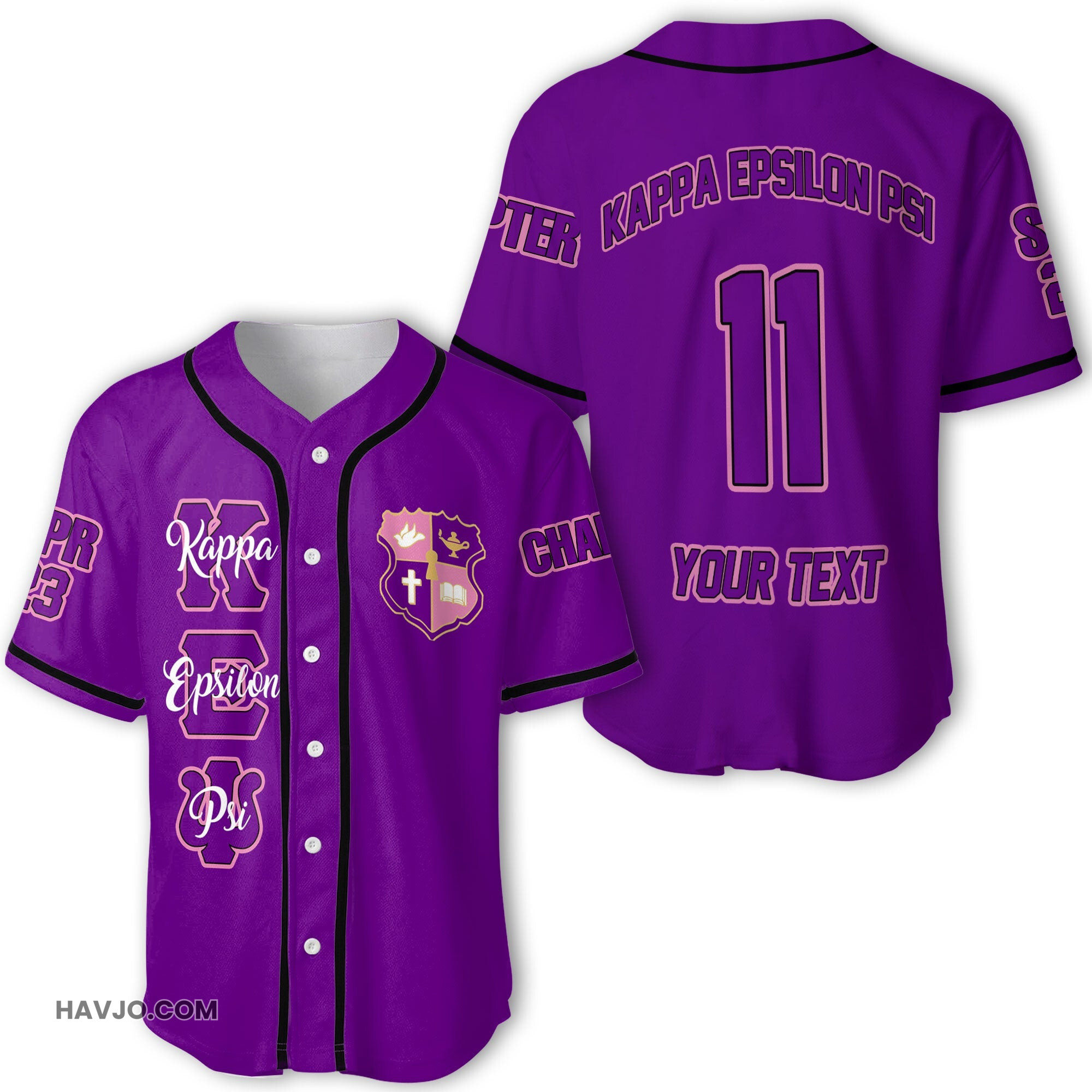 Sorority Personalized Kappa Epsilon Psi Original Purple Style Baseball Jersey