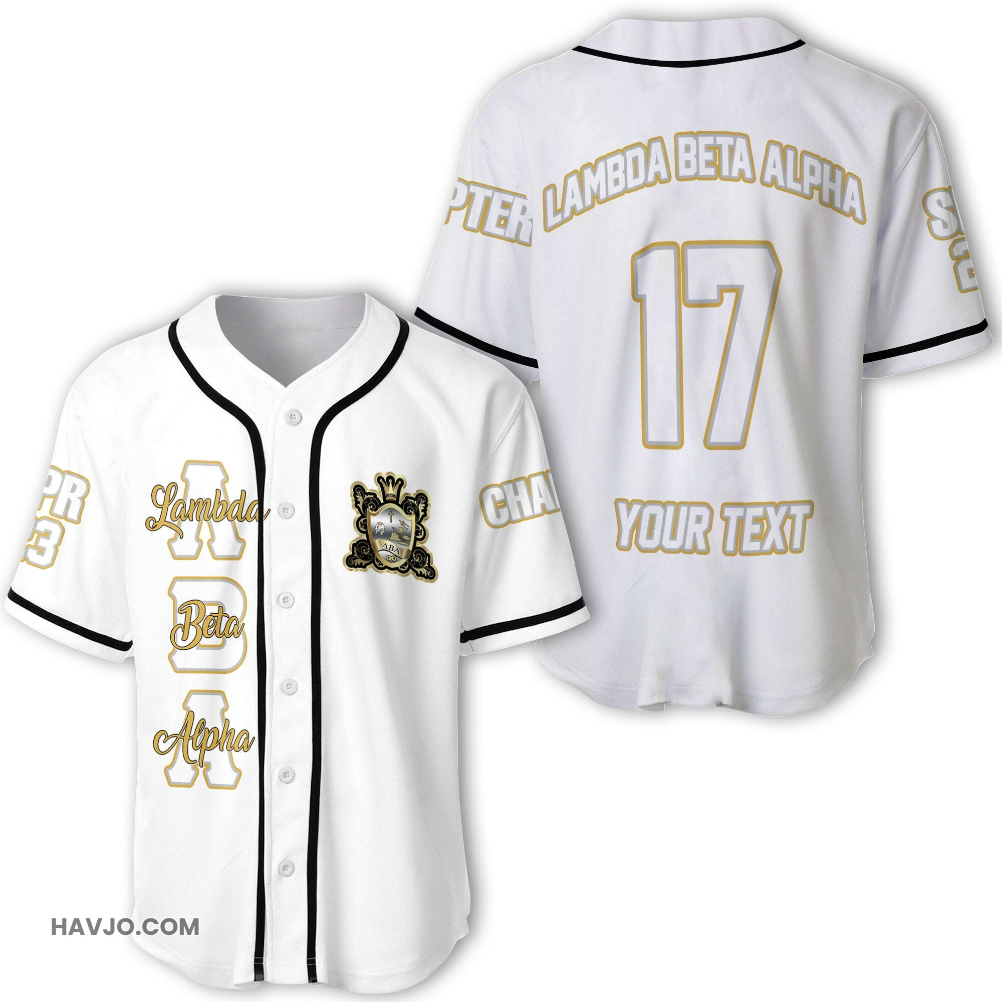 Sorority Personalized Lambda Beta Alpha Original White Style Baseball Jersey