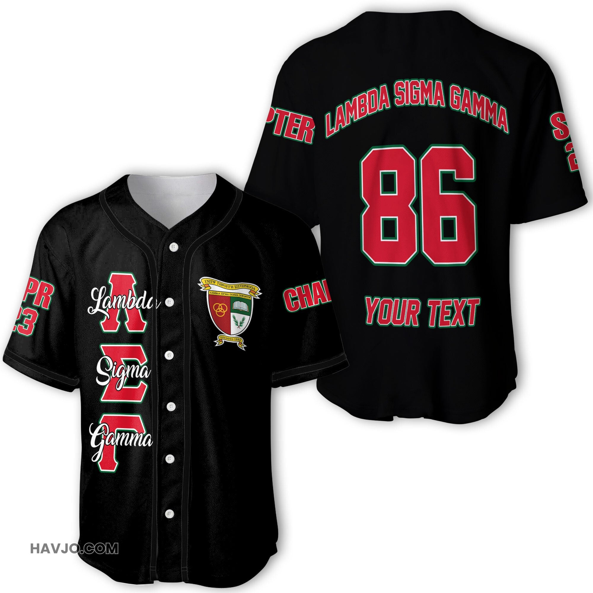 Sorority Personalized Lambda Sigma Gamma Original Dark Style Baseball Jersey