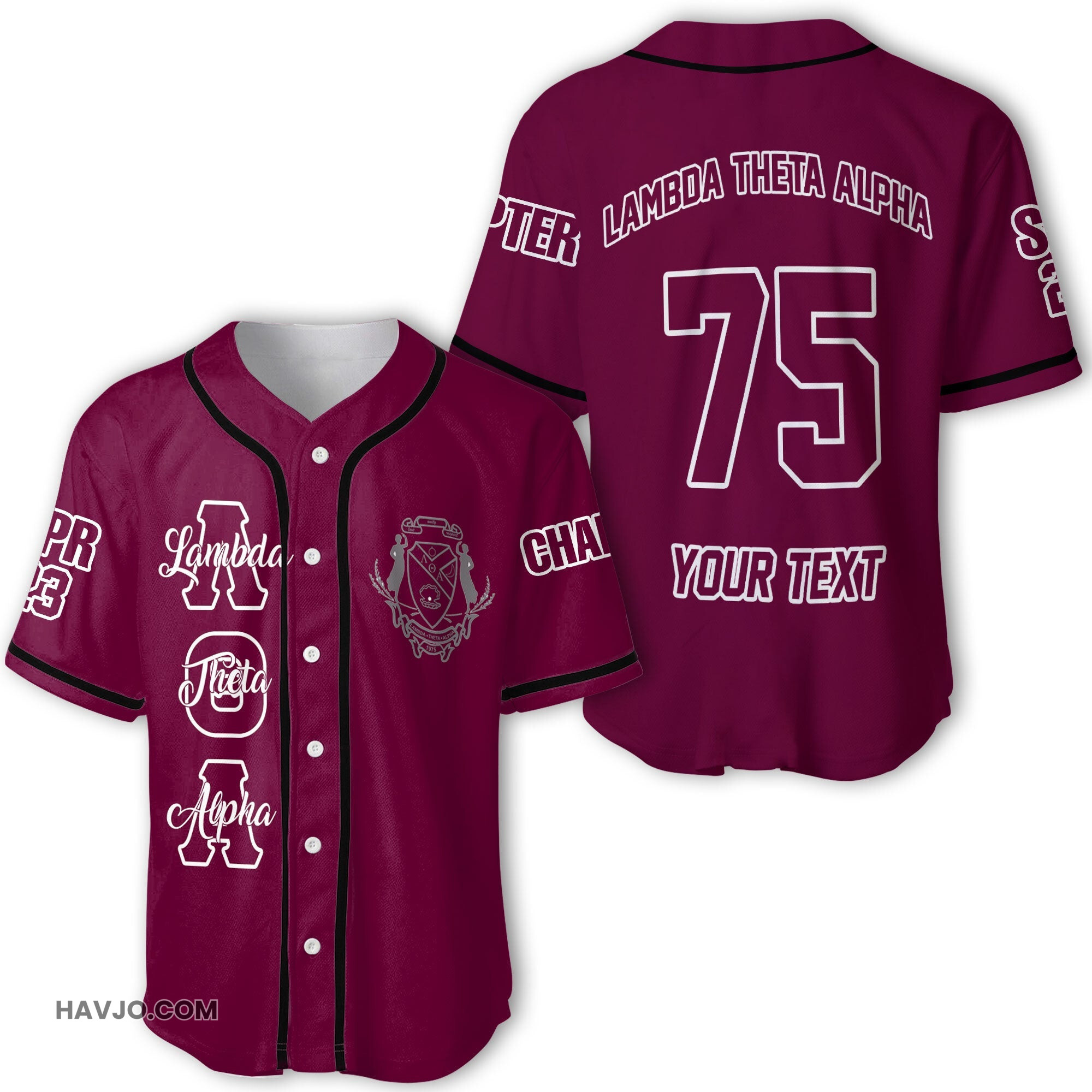 Sorority Personalized Lambda Theta Alpha Original Burgundy Style Baseball Jersey