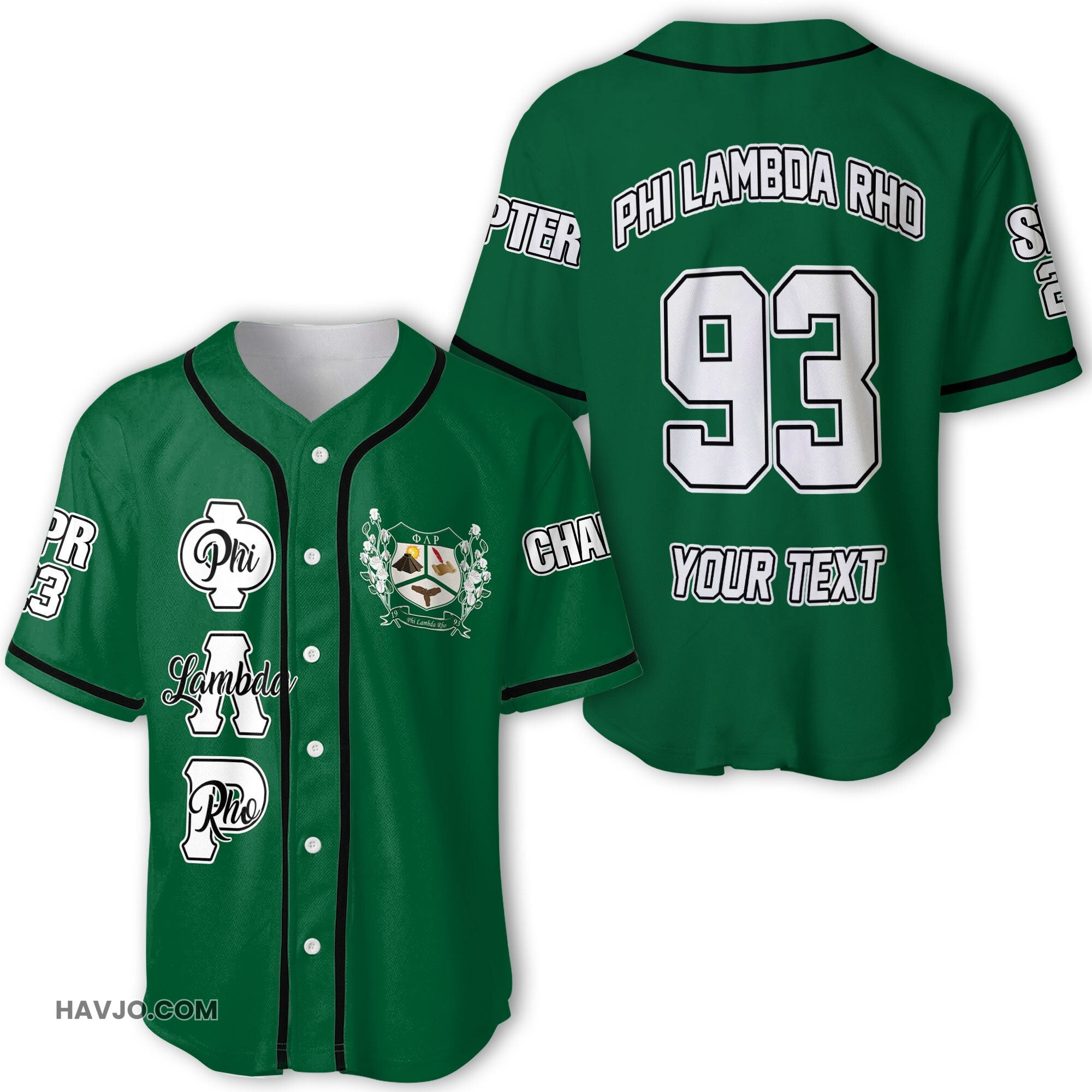 Sorority Personalized Phi Lambda Rho Original Green Style Baseball Jersey