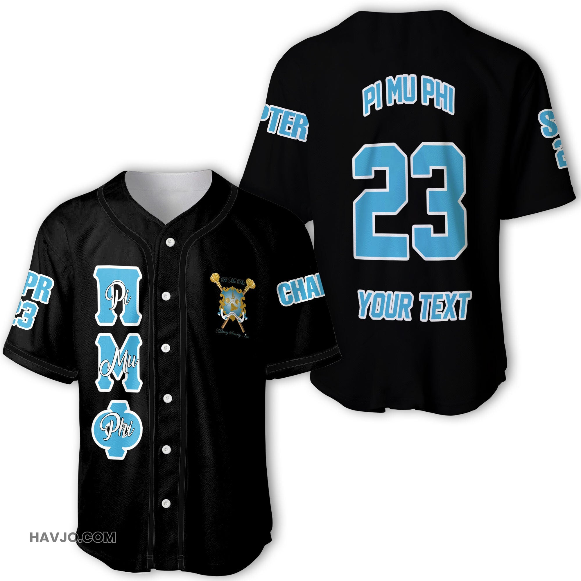 Sorority Personalized Pi Mu Phi Original Dark Style Baseball Jersey