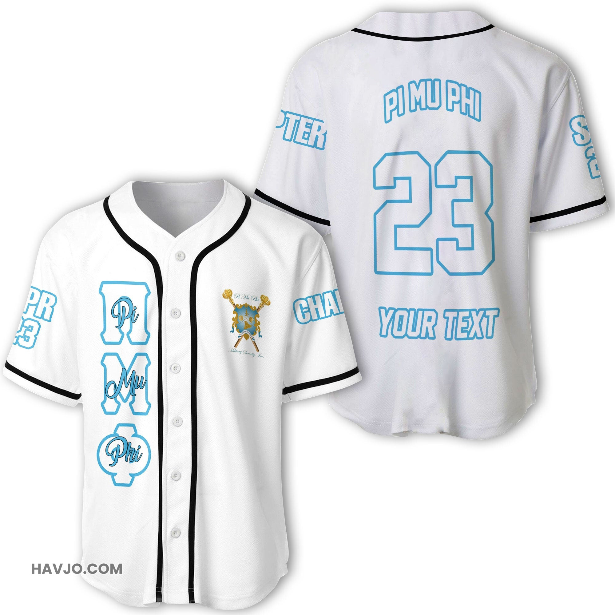 Sorority Personalized Pi Mu Phi Original White Style Baseball Jersey