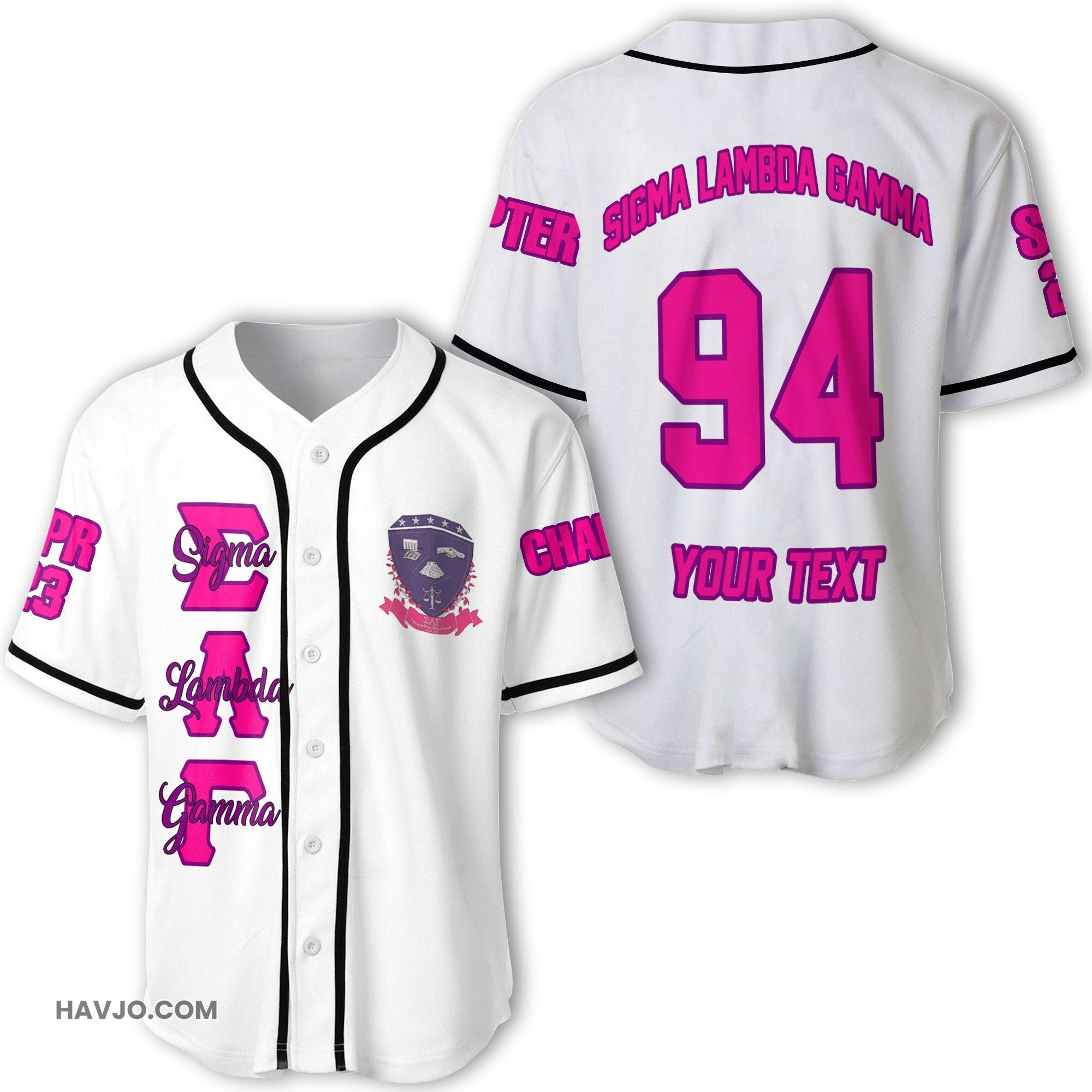Sorority Personalized Sigma Lambda Gamma Original White Style Baseball Jersey