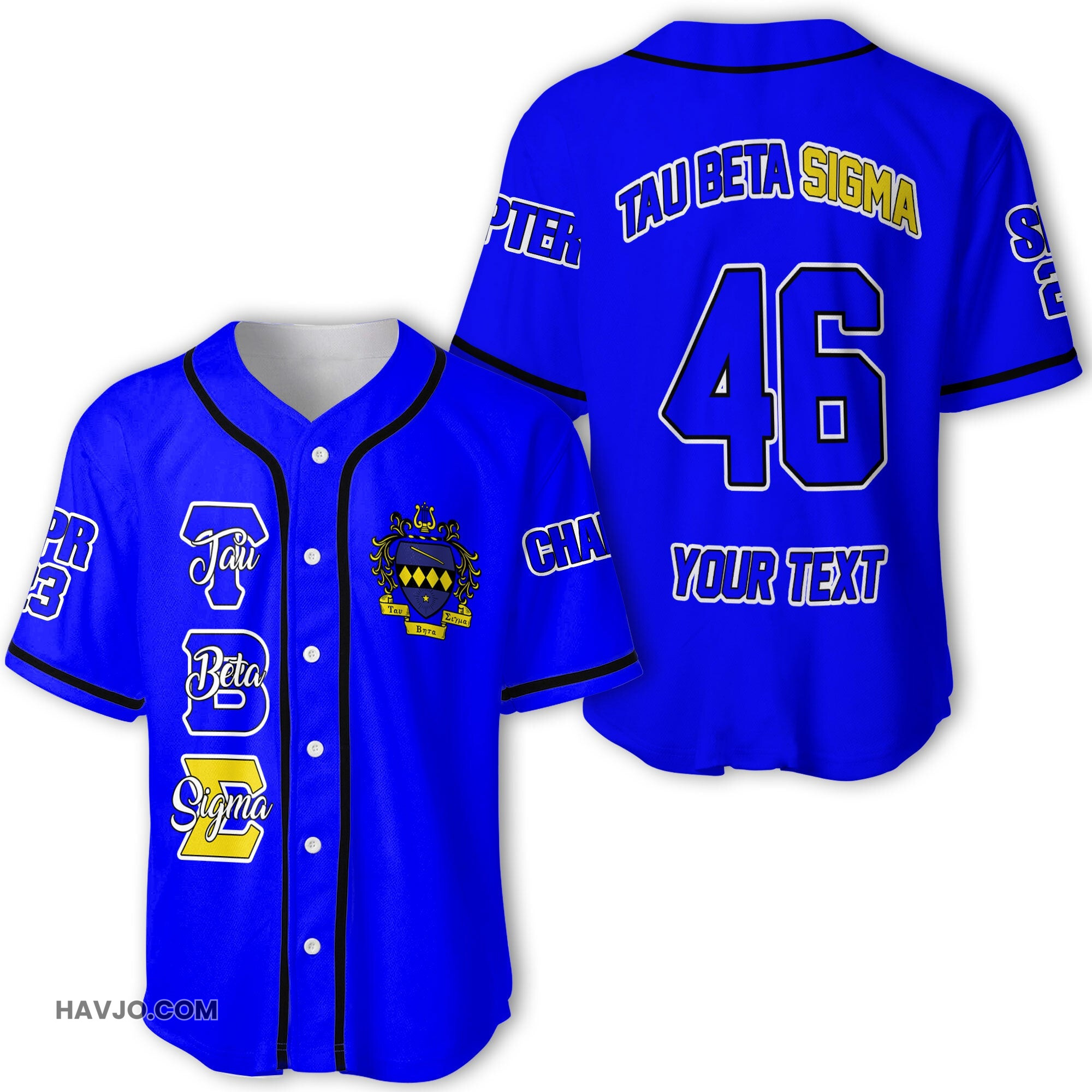 Sorority Personalized Tau Beta Sigma Original Blue Style Baseball Jersey