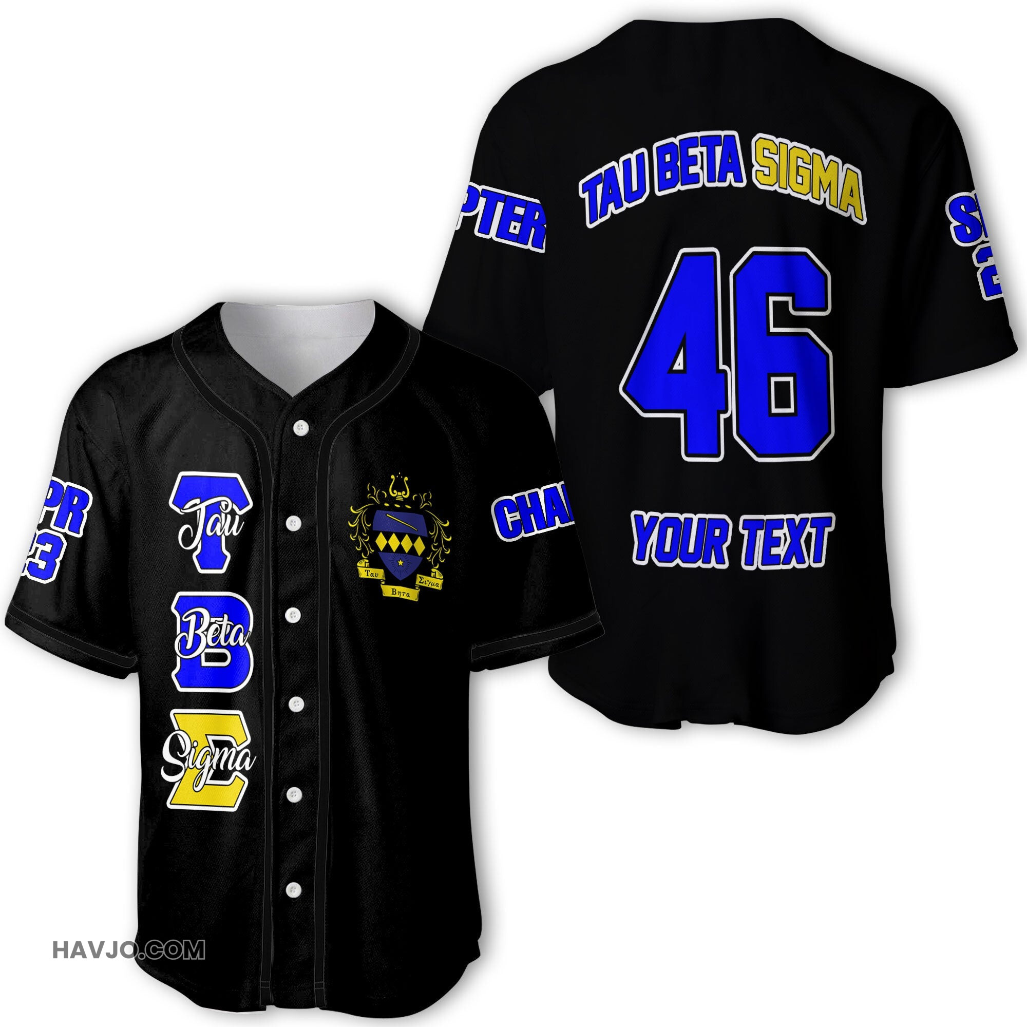 Sorority Personalized Tau Beta Sigma Original Dark Style Baseball Jersey