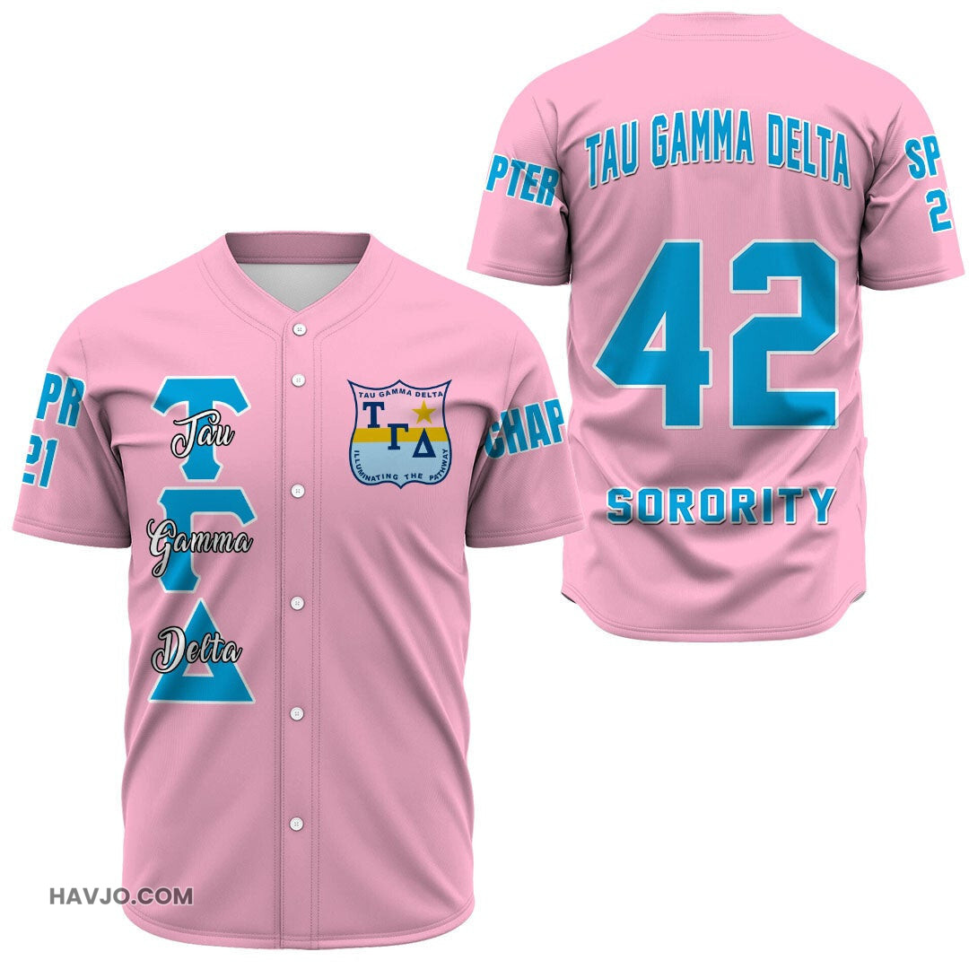 Sorority Personalized Tau Gamma Delta Baseball Jersey