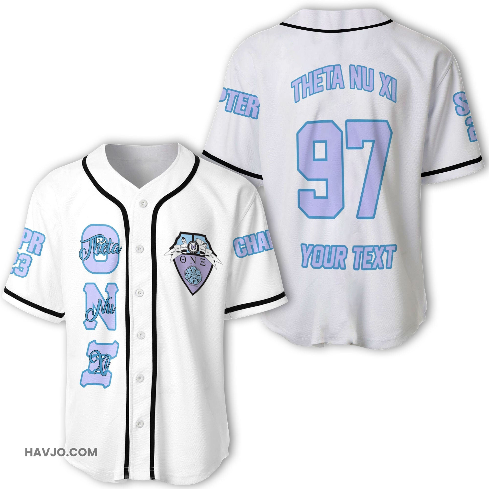 Sorority Personalized Theta Nu Xi Original White Style Baseball Jersey