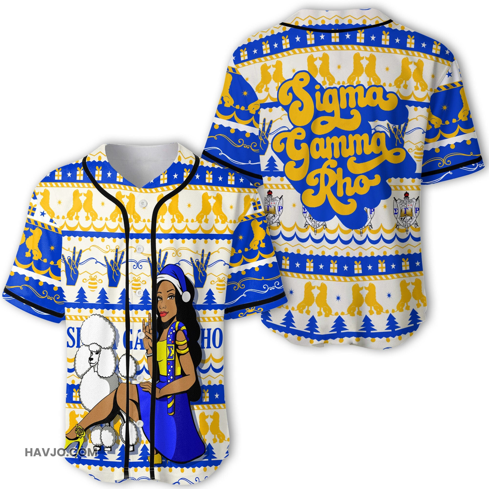Sorority Sigma Gamma Rho Christmas Woman Walking Poodle Style Baseball Jersey