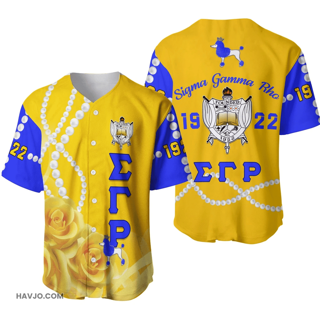 Sorority Sigma Gamma Rho Yellow Tea Rose Baseball Jersey
