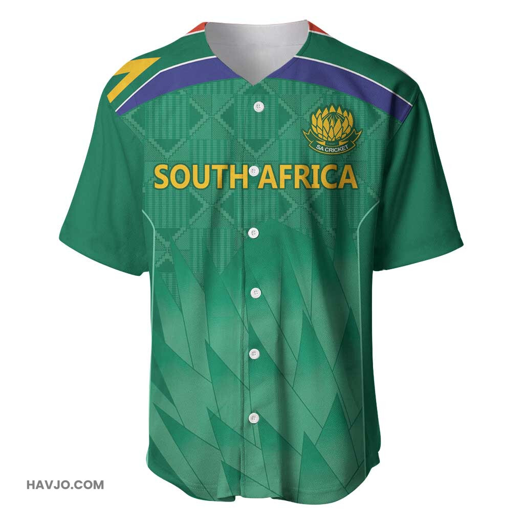 South Africa Cricket Custom African King Proteas Green Baseball Jersey