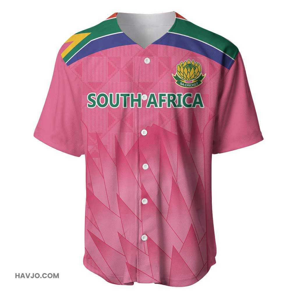 South Africa Cricket Custom African King Proteas Pink Baseball Jersey