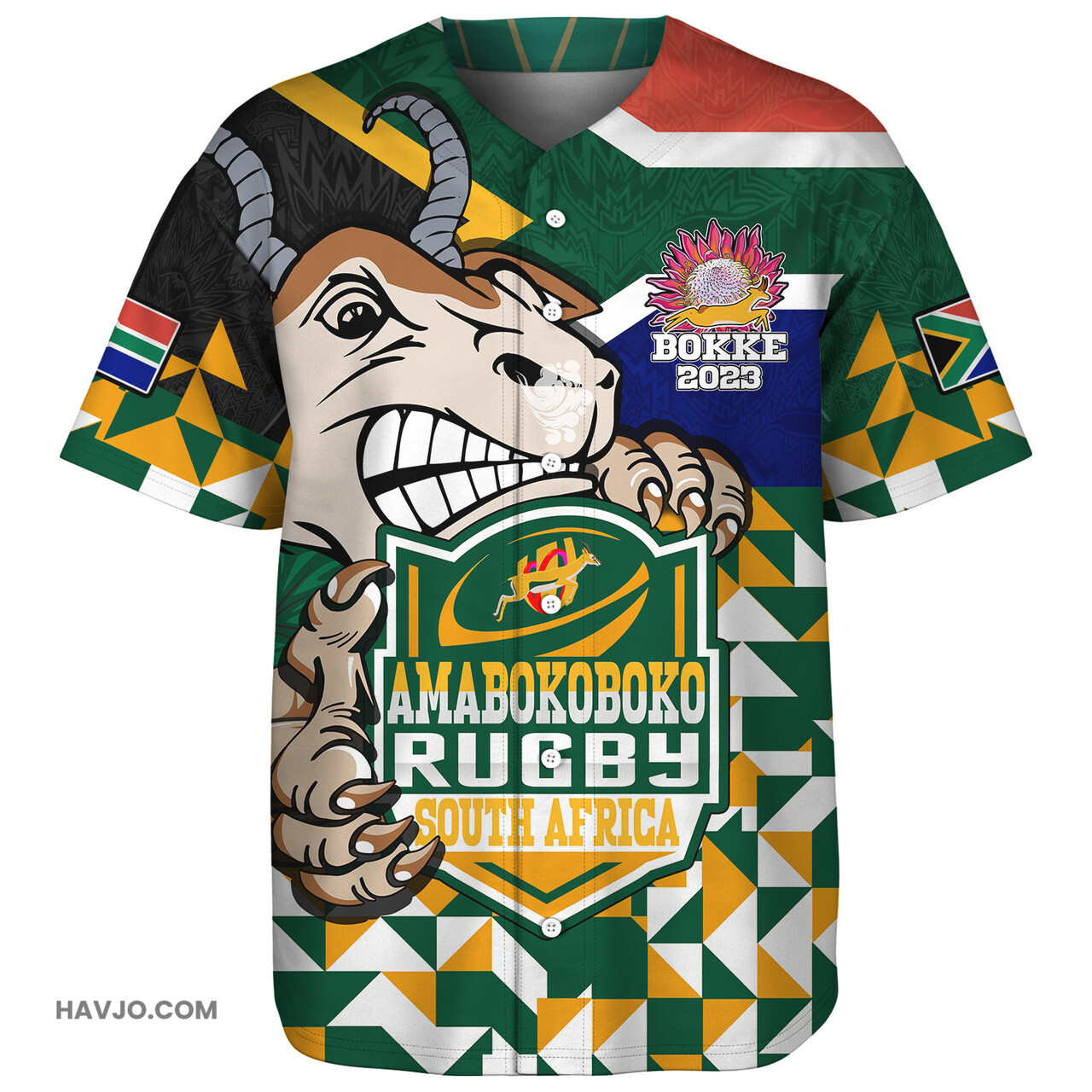 South Africa Custom SA Rugby Springboks Pride 2023 Hexagon Jersey Baseball Jersey