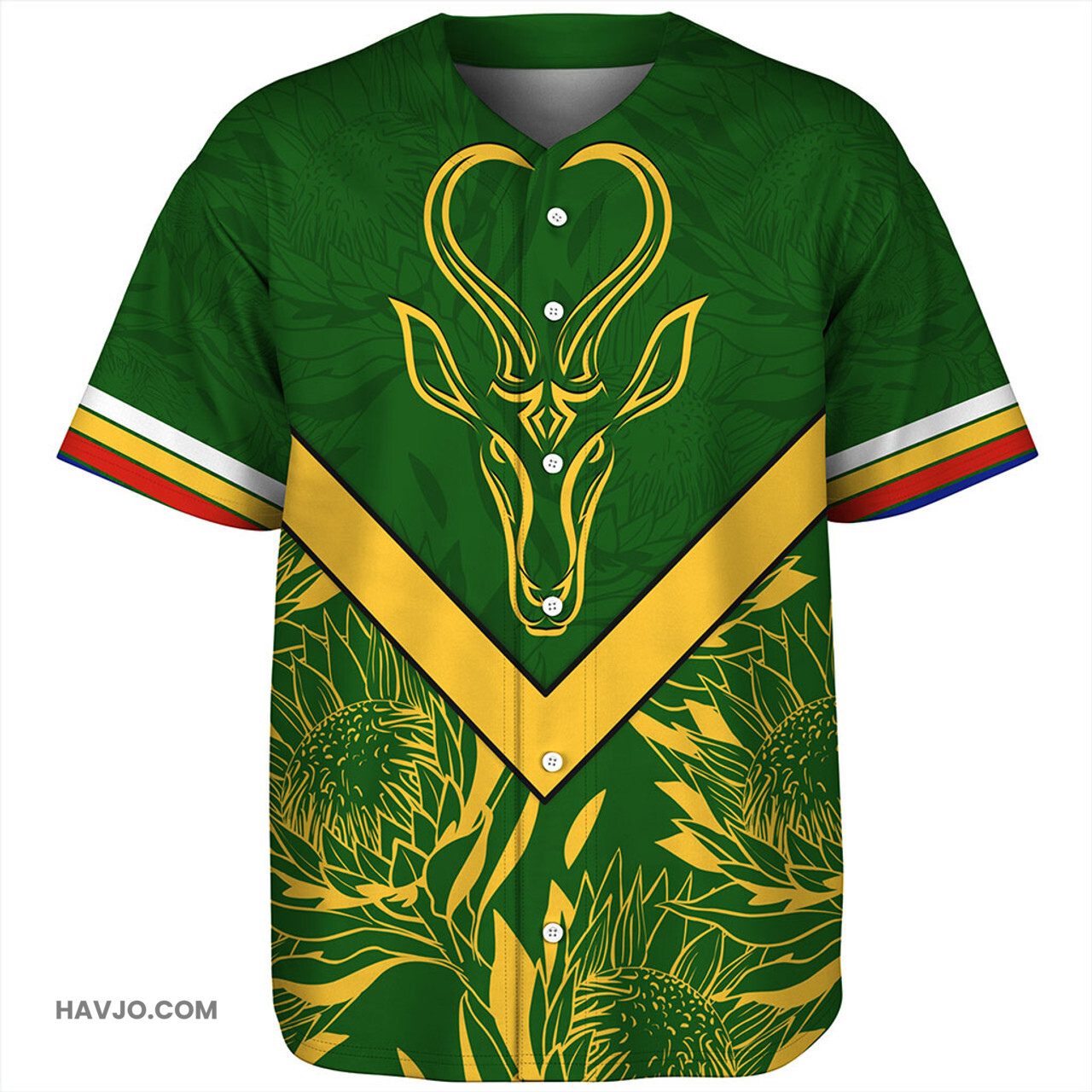 South Africa Pattern Protea Flower Baseball Jersey