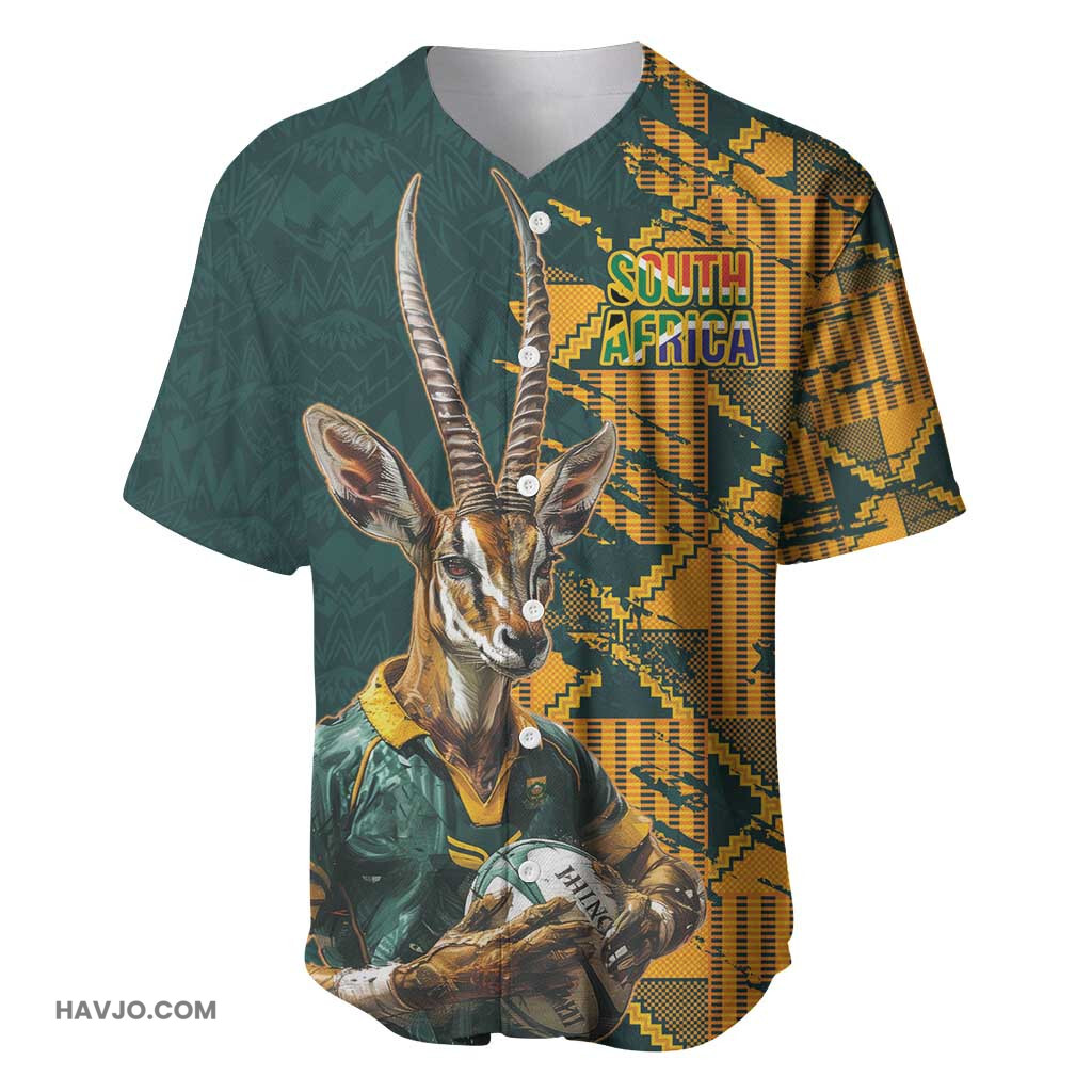 South Africa Rugby Custom Afro Springboks Mascot Sporty Version Baseball Jersey