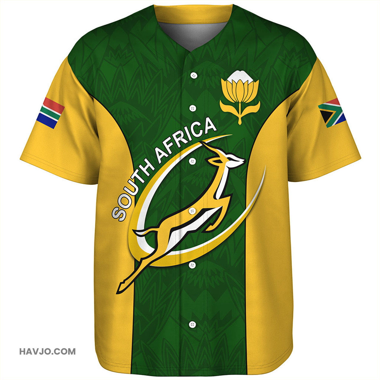 South Africa Rugby Protea Flower Baseball Jersey