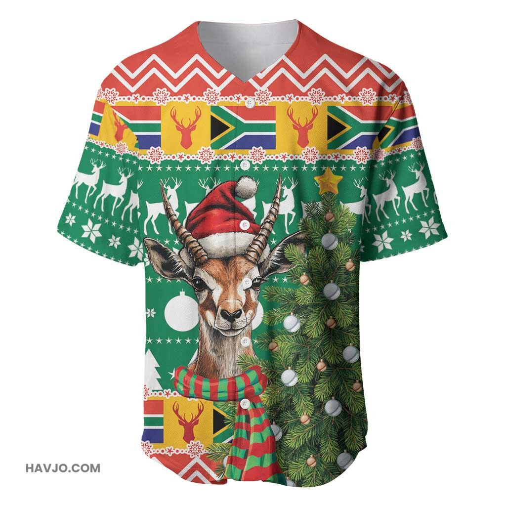 South Africa Springbok Christmas Tree Lightning Art Baseball Jersey
