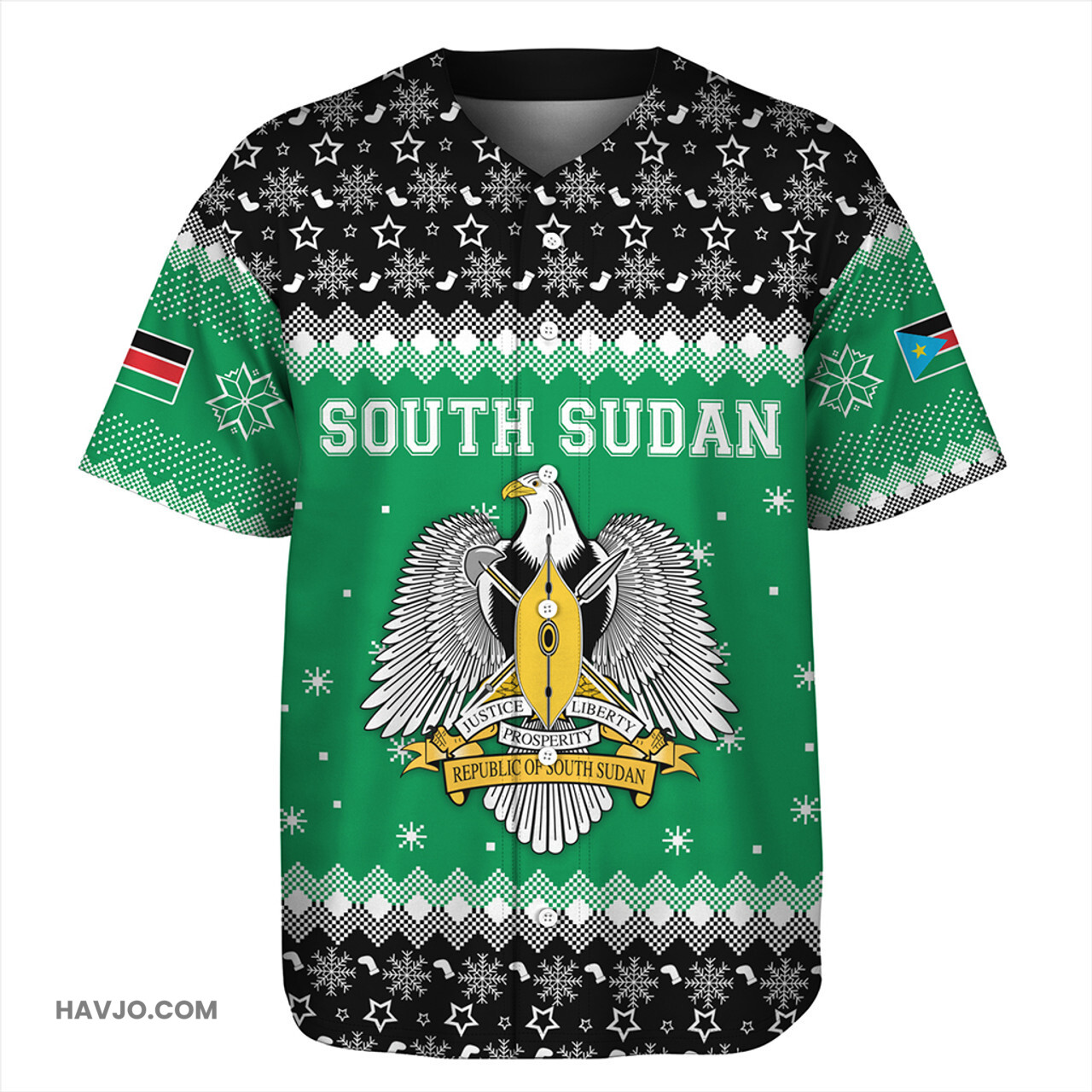 South Sudan Christmas Coat of Arms Baseball Jersey