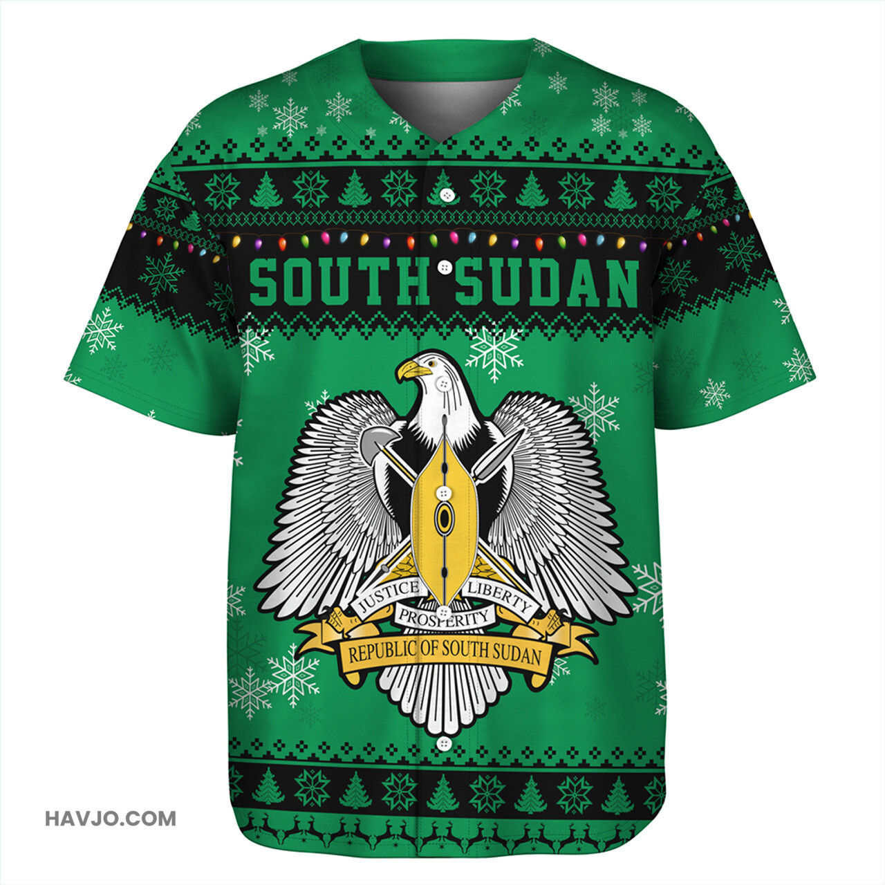 South Sudan Christmas Style Pattern Baseball Jersey
