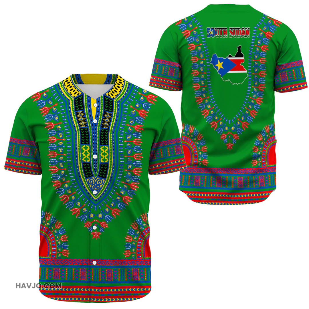 South Sudan Traditional Dashiki Baseball Jersey