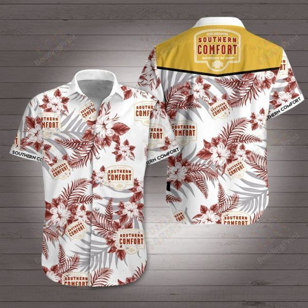 Southern Comfort Hawaiian Shirt Tropical Aloha Button Up