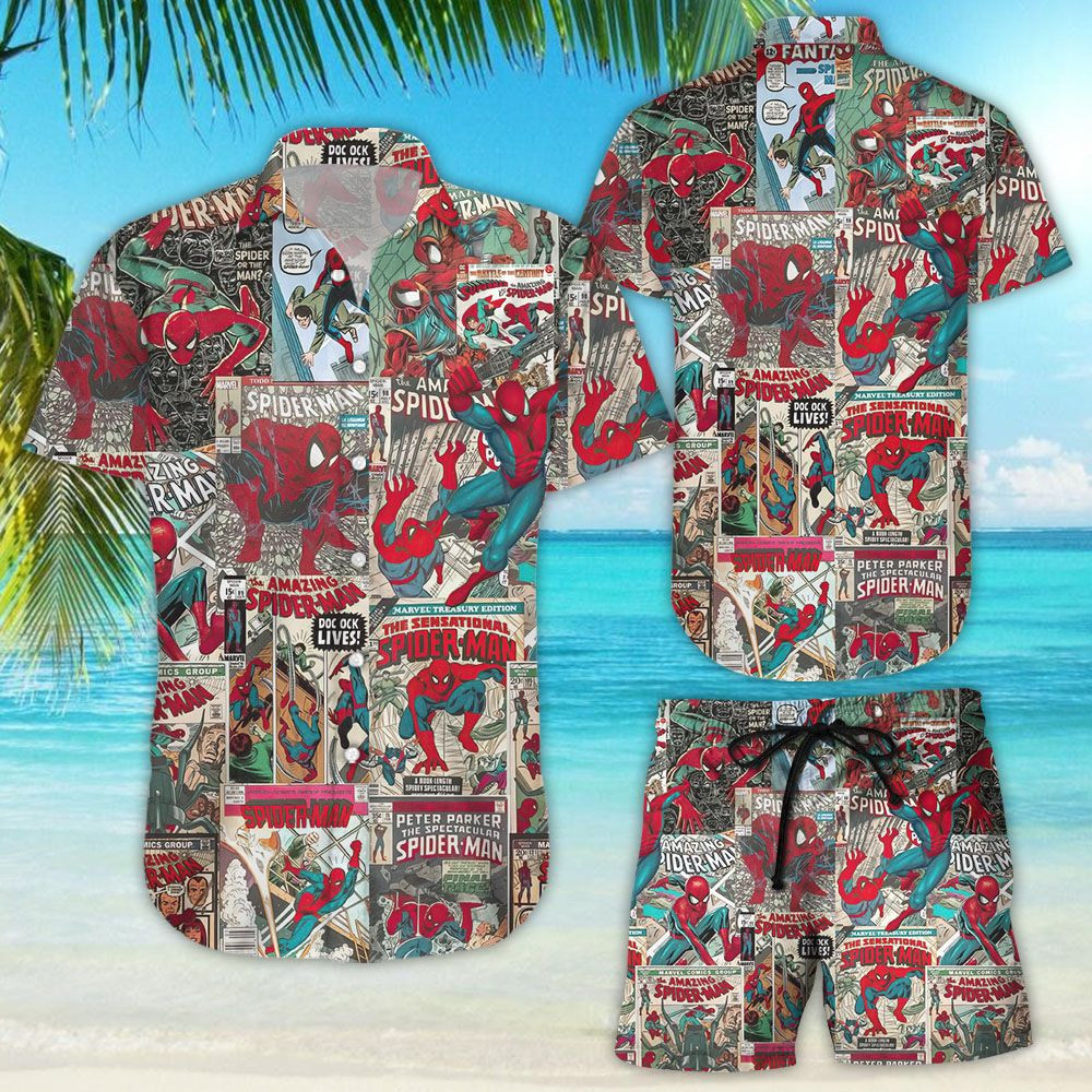 Spider-man Hawaiian Shirt Tropical Aloha Button Up
