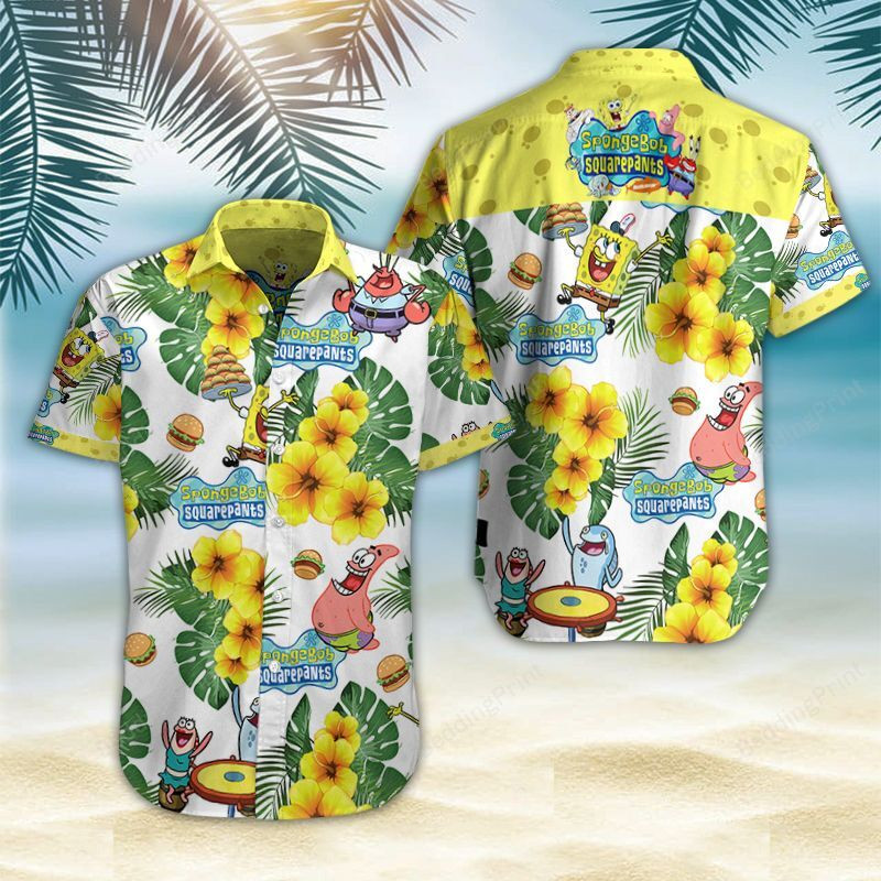 Spongebob Squarepants Hawaiian Shirt Tropical Aloha Button Up