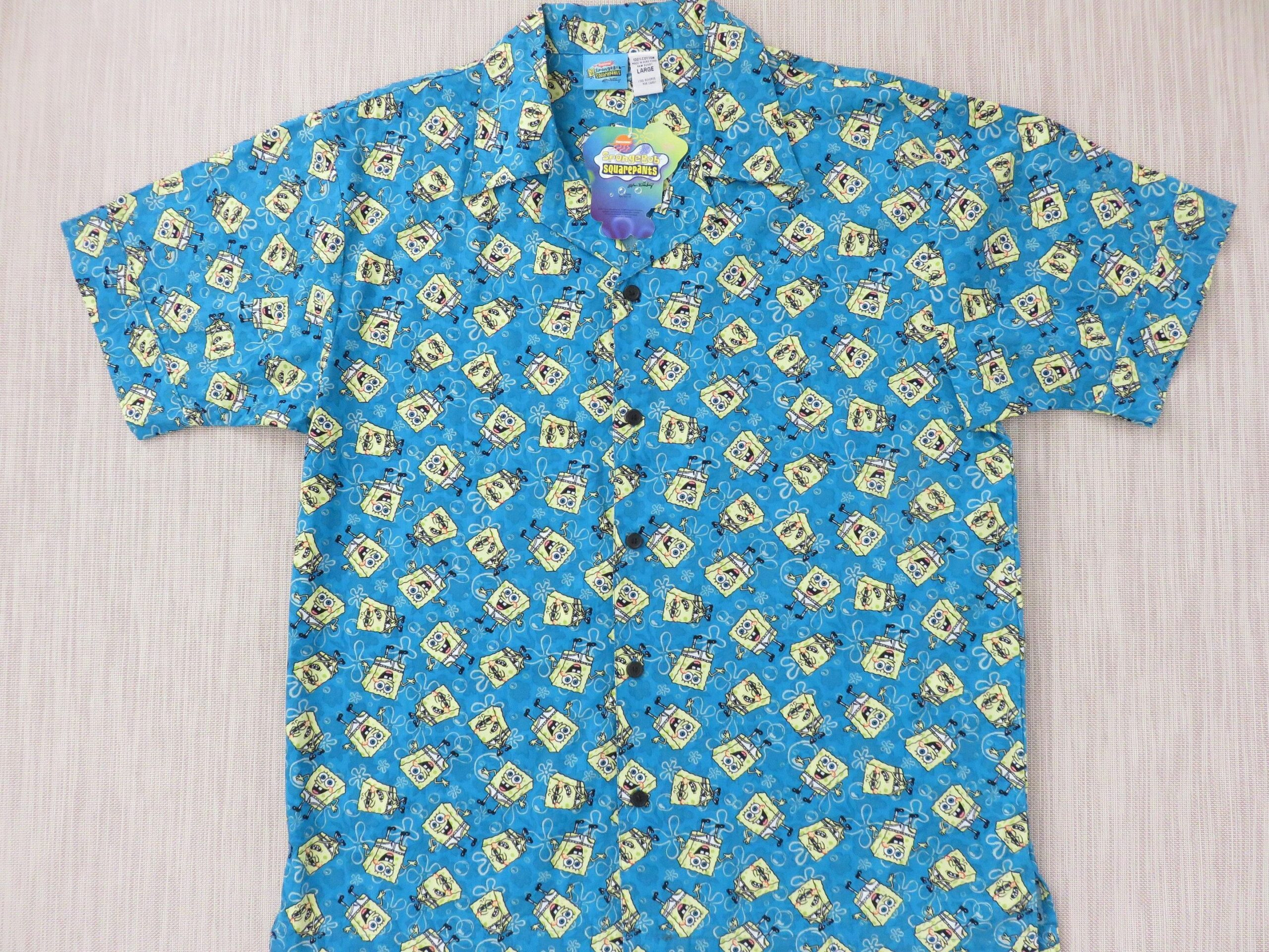 Spongebob Squarepants Pattern Hawaiian Shirt Tropical Aloha Button Up