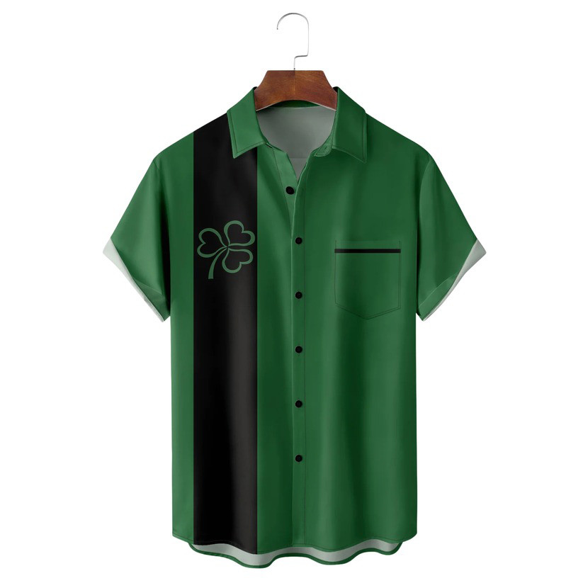 St Patrick's Day Clover Hawaiian Shirt Shamrock Shirts St Patrick's Day Gifts For Coworkers