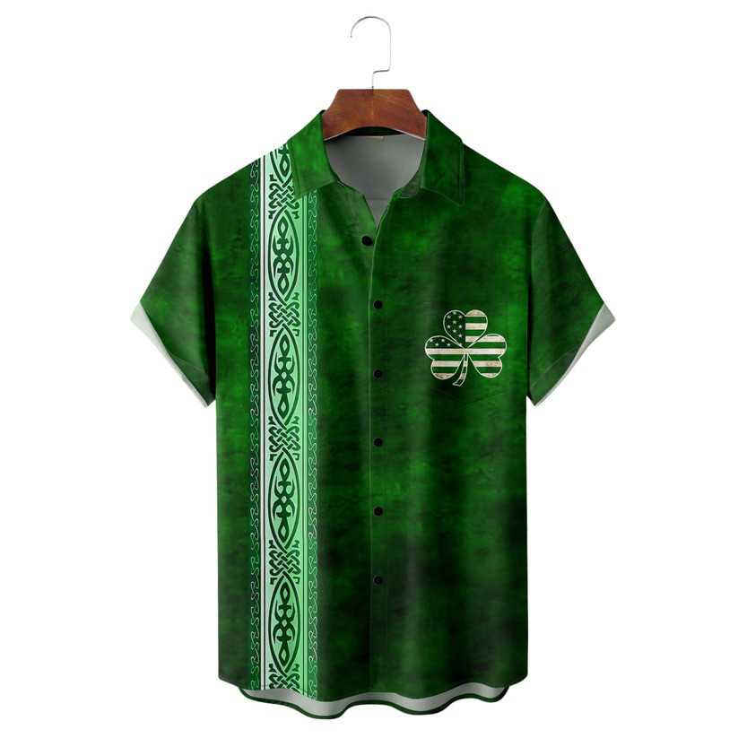 St Patrick's Day Lucky Clover Hawaiian Shirt Shamrock Shirts St Pats Gifts For Dad