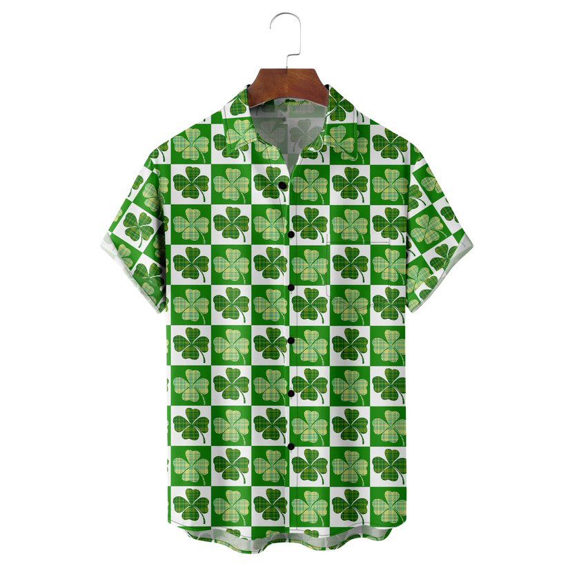 St Patrick's Day Lucky Four Leaf Clover Hawaiian Shirt Outdoor Clothing St Pats Gifts