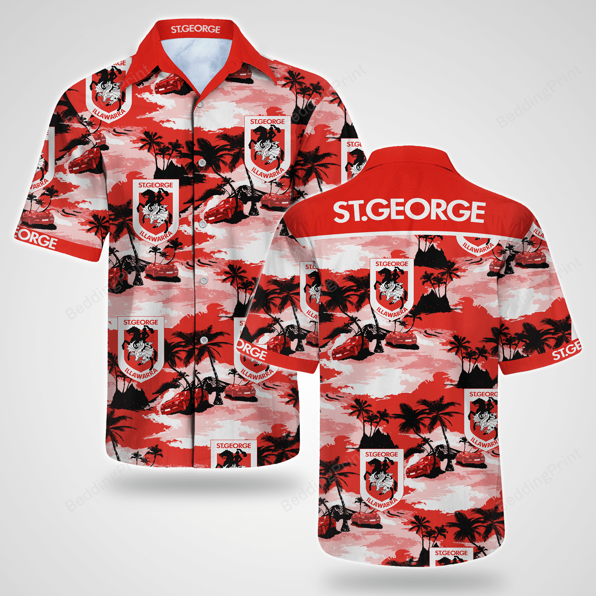 St. George Illawarra Dragons Hawaiian Shirt Tropical Aloha Button Up