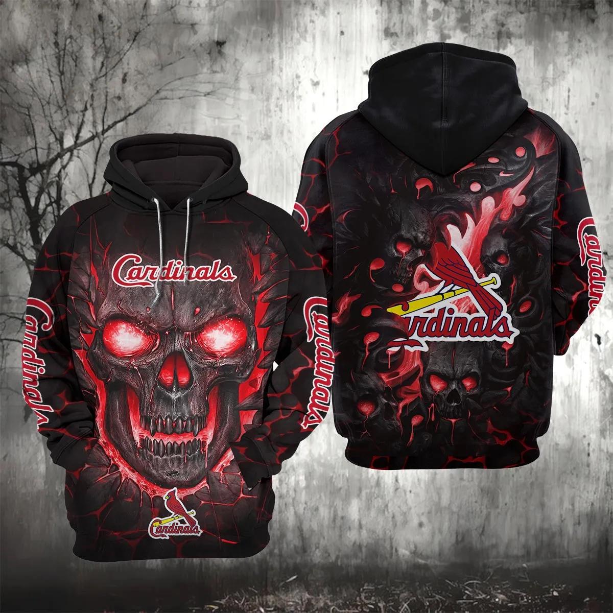 St. Louis Cardinals Lava Skull 3D MLB All Over Print Hoodie