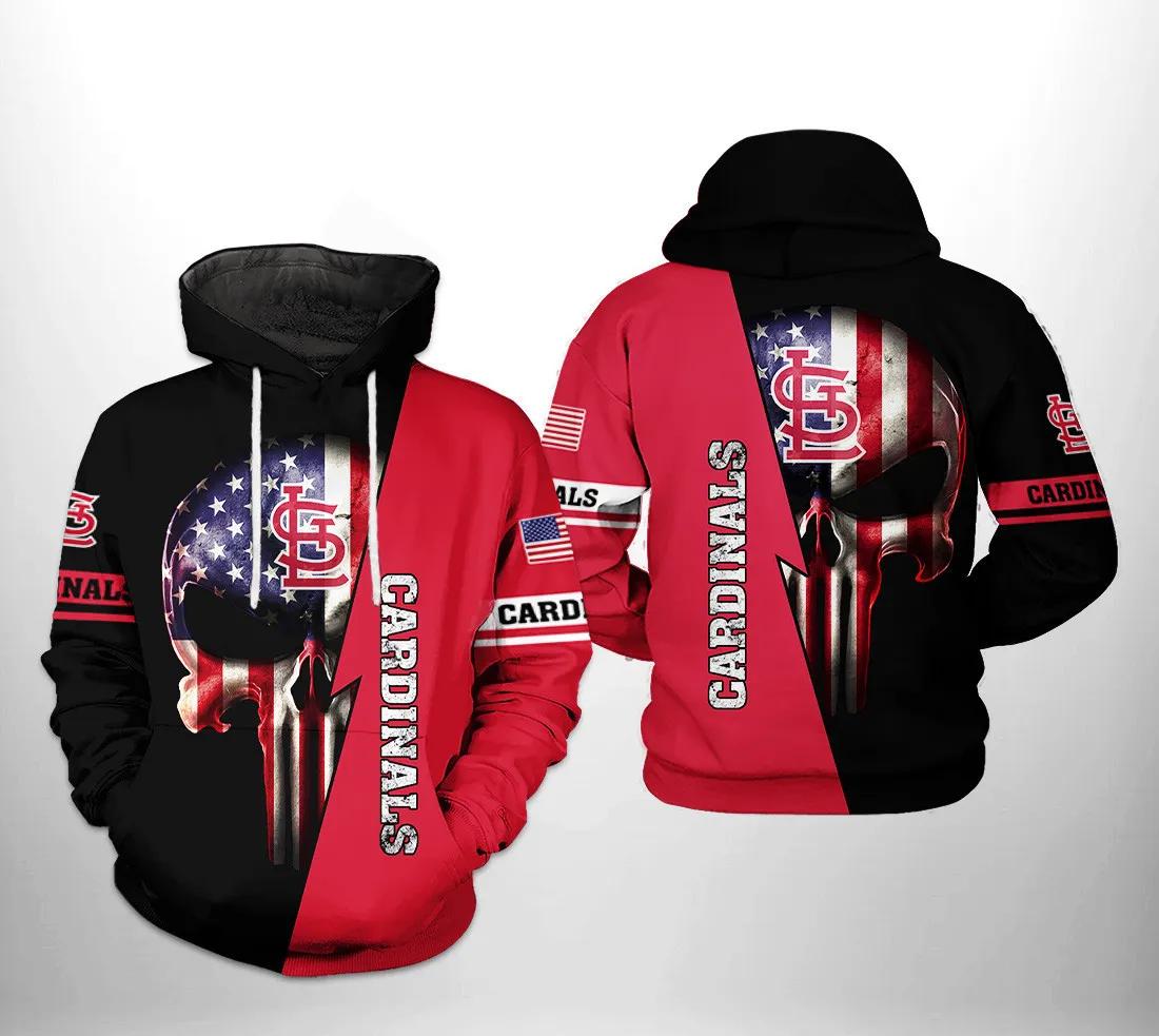 St. Louis Cardinals MLB US Flag Skull 3D MLB All Over Print Hoodie