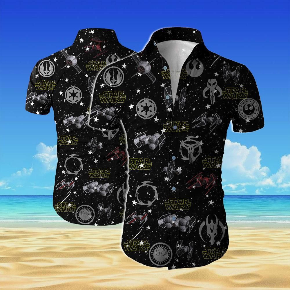 Star Wars All Over Printed Hawaiian Shirt Tropical Aloha Button Up
