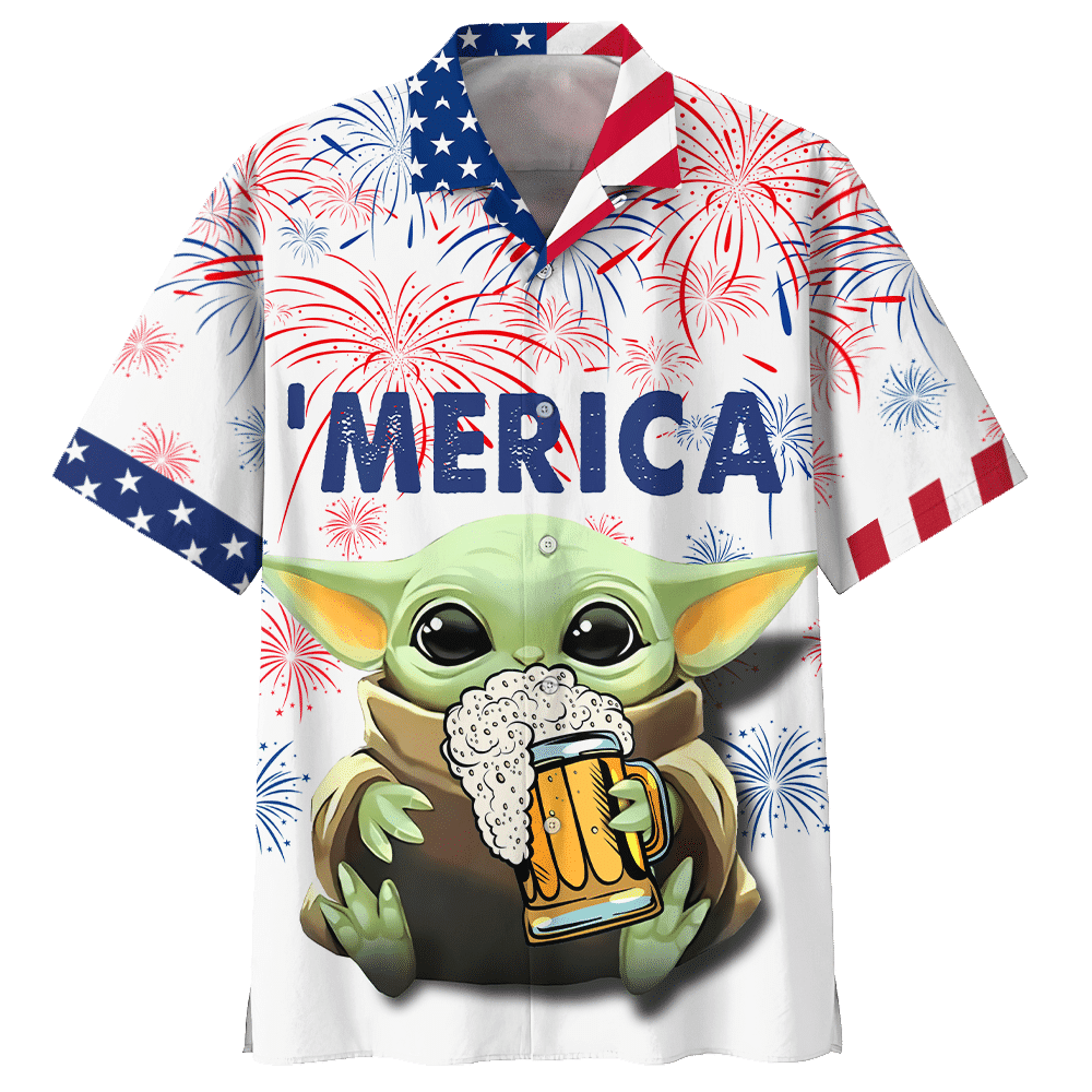 Star Wars Baby Yoda With Beer Hawaiian Shirt Tropical Aloha Button Up