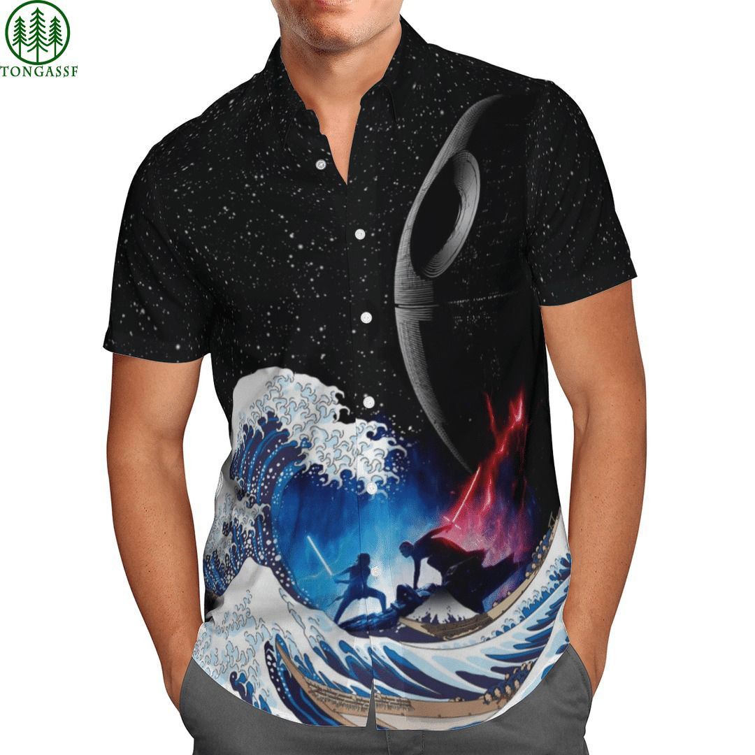 Star Wars Battle Waves Hawaiian Shirt Tropical Aloha Button Up