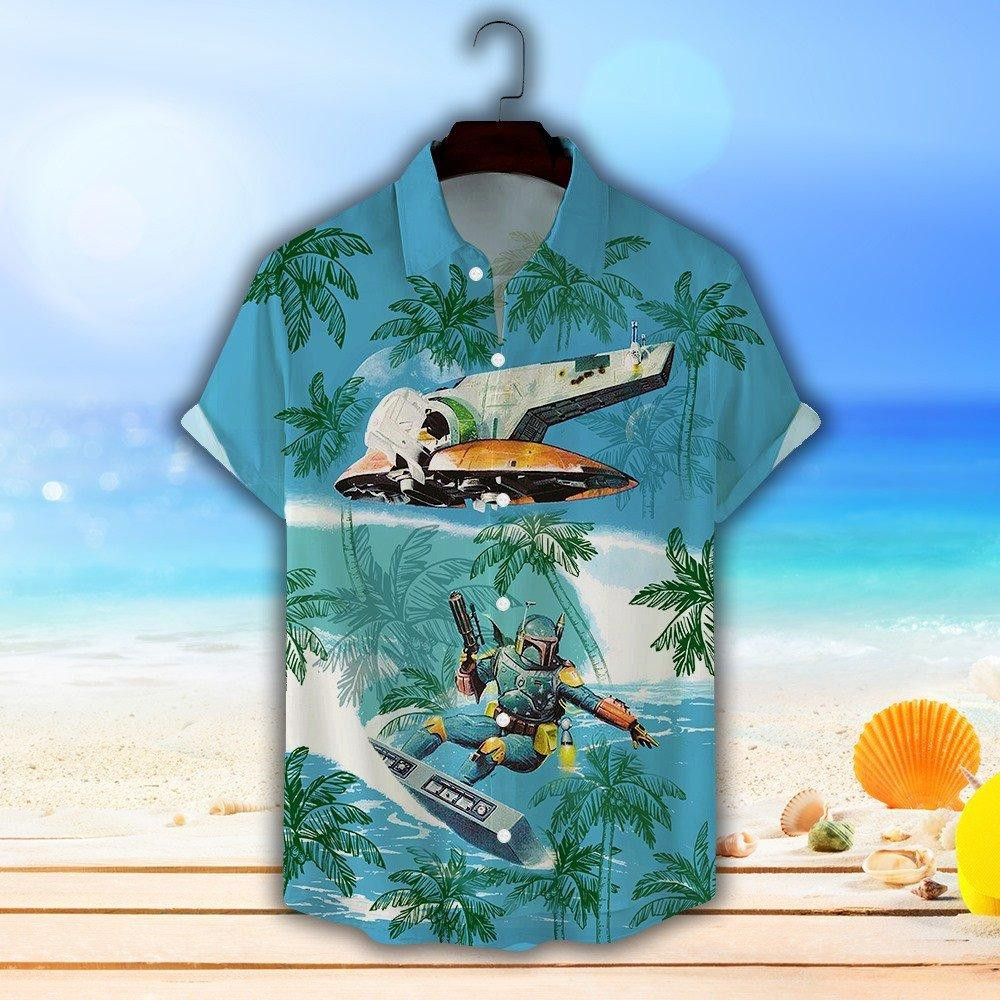 Star Wars Boba Fett Surfing Aloha Hawaiian Shirt Tropical Aloha Button Up