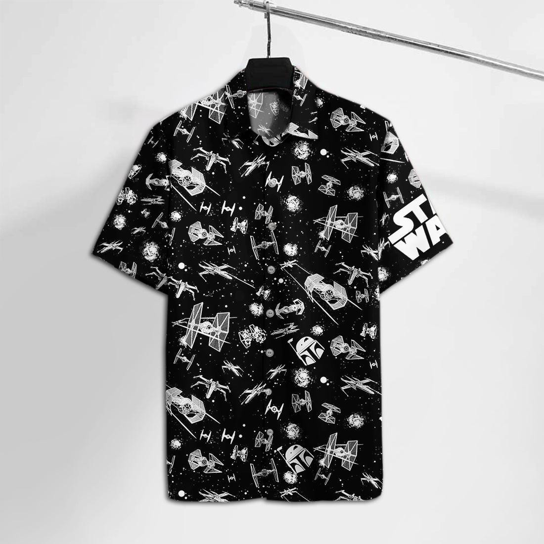 Star Wars Starfighters Black Hawaiian Shirt Tropical Aloha Button Up