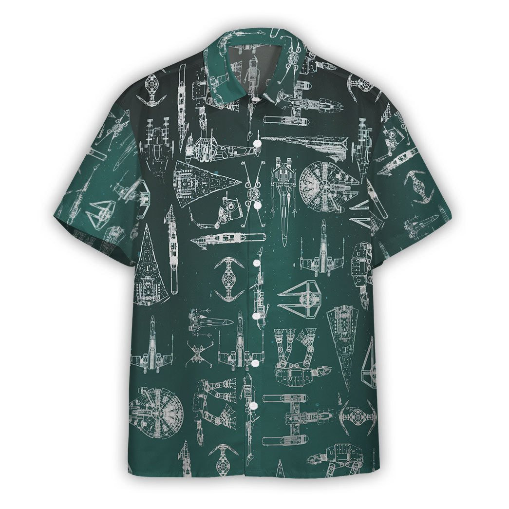 Star Wars Starships Green Custom Hawaiian Shirt Tropical Aloha Button Up